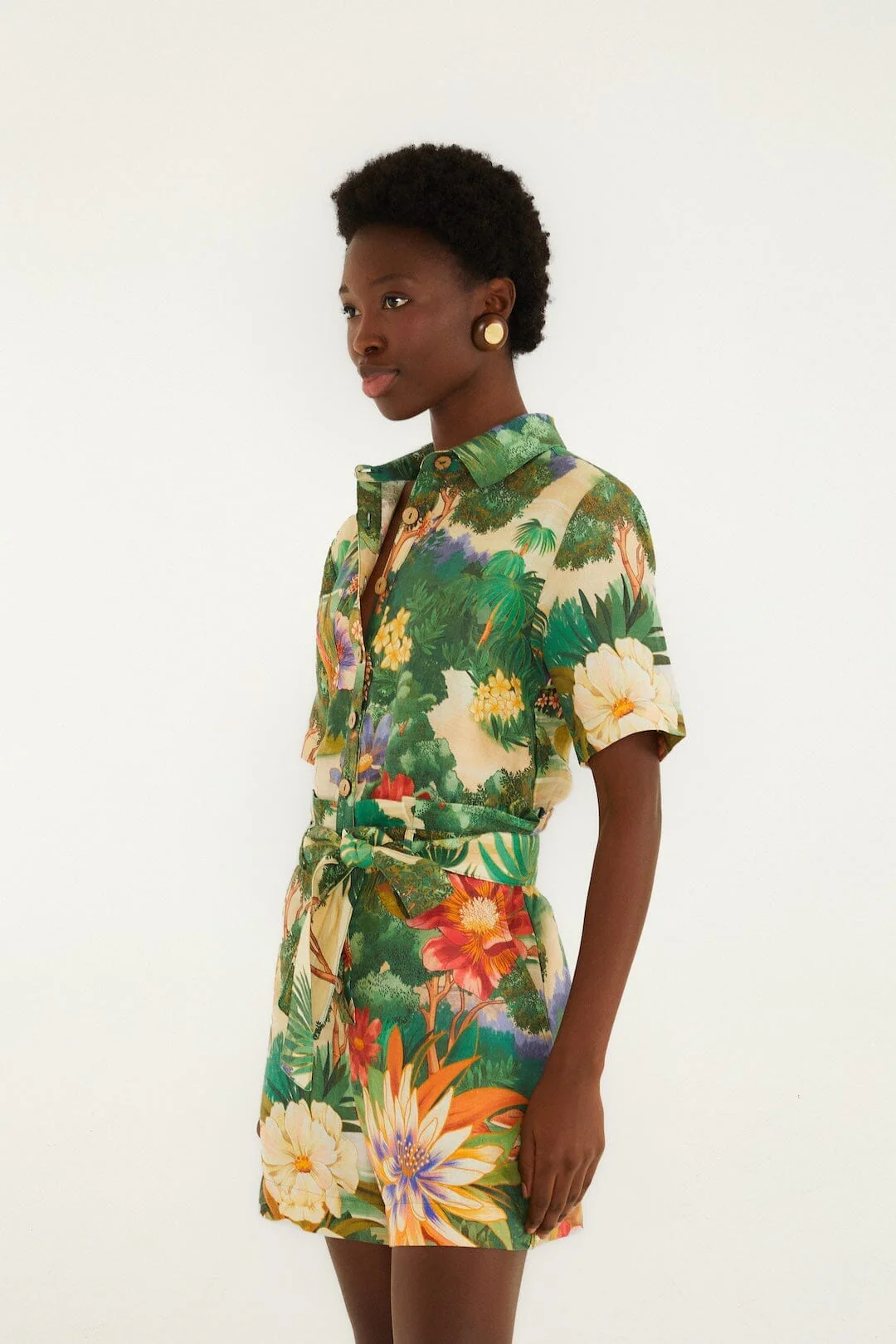 Multicolor Oriental Garden Lenzing Ecovero Euroflax Romper - Image 5