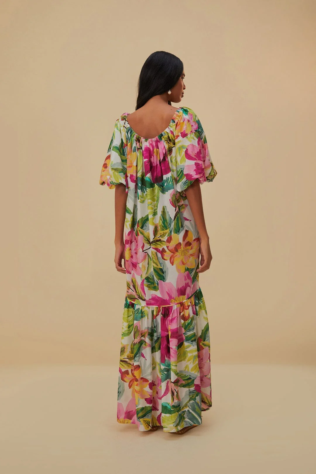 Off-White Painted Flowers Maxi Dress - Image 4