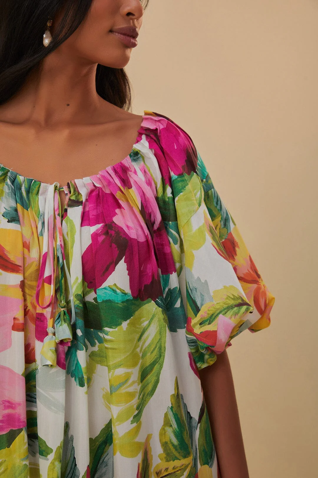 Off-White Painted Flowers Maxi Dress - Image 5