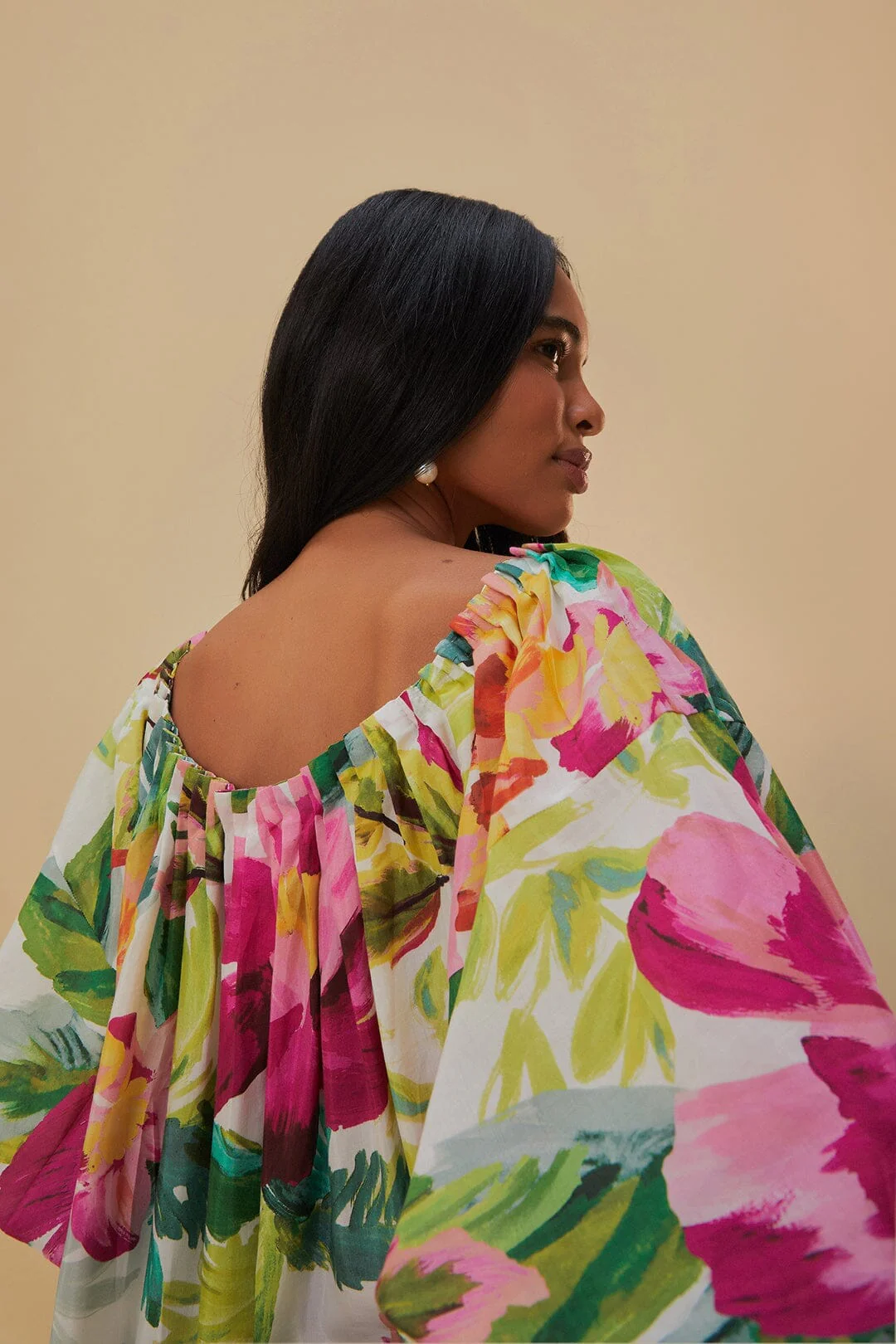 Off-White Painted Flowers Maxi Dress - Image 6
