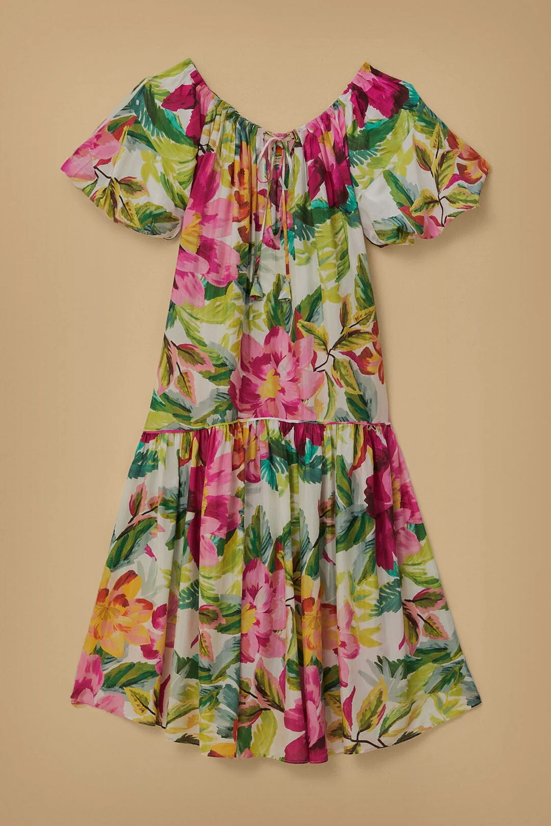 Off-White Painted Flowers Maxi Dress - Image 8