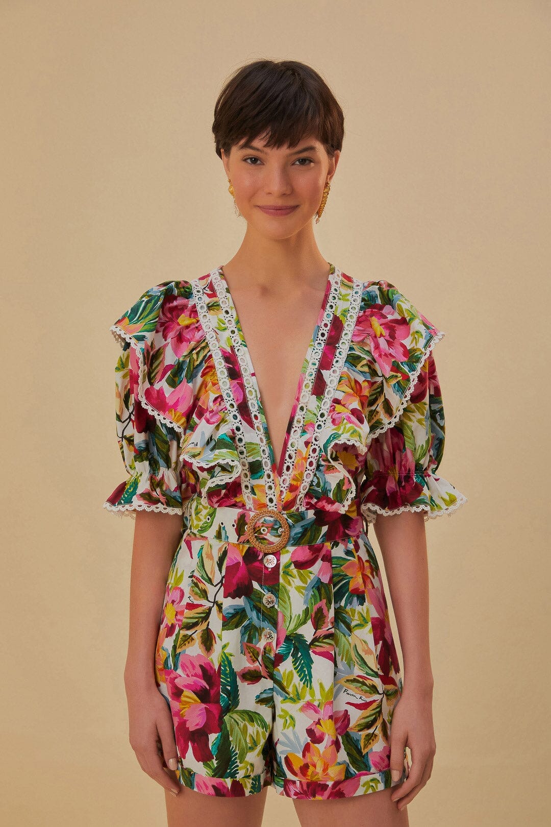 Off-White Painted Flowers Romper - Image 3