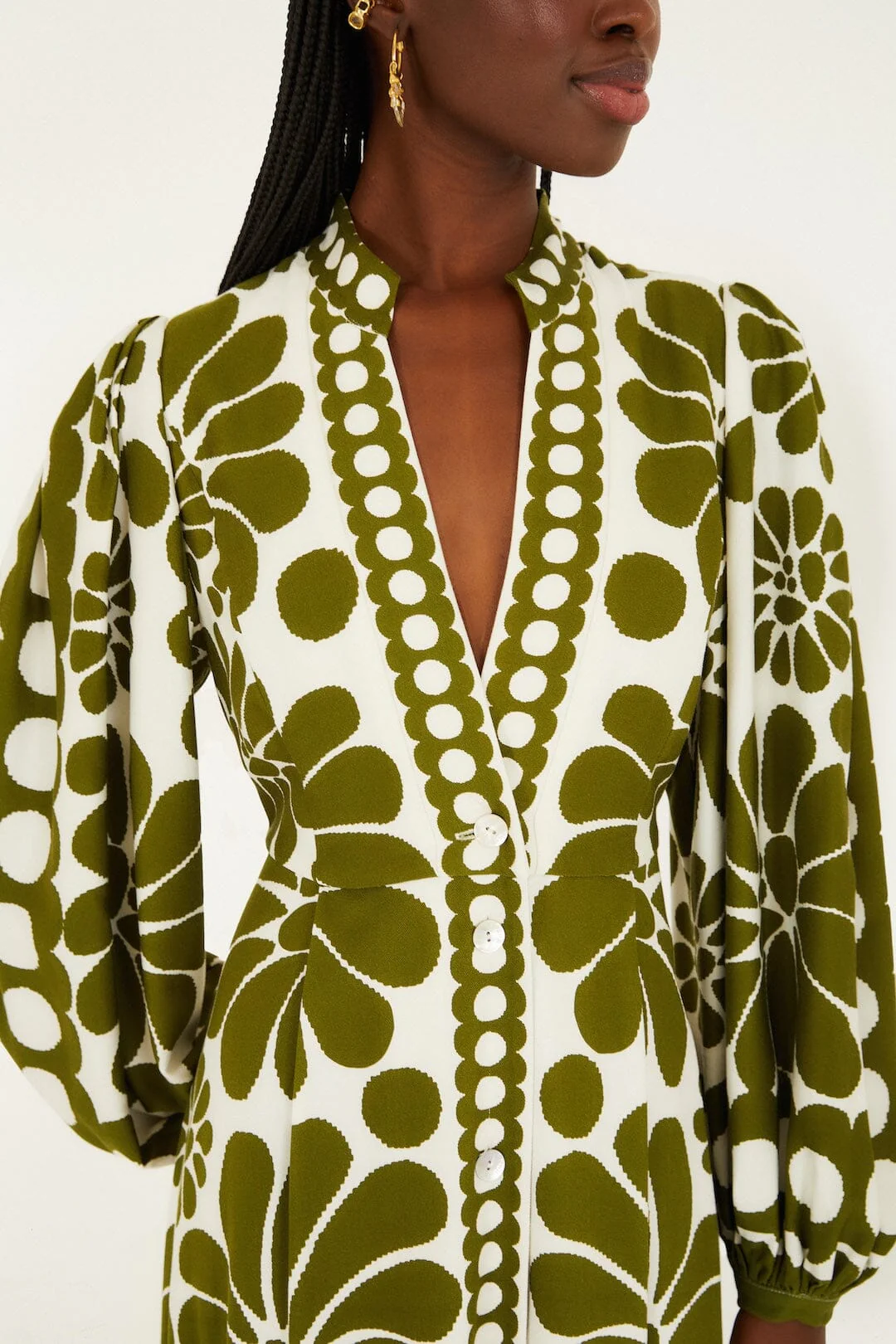 Green Palermo Buttoned Puff Sleeve Maxi Dress - Image 2