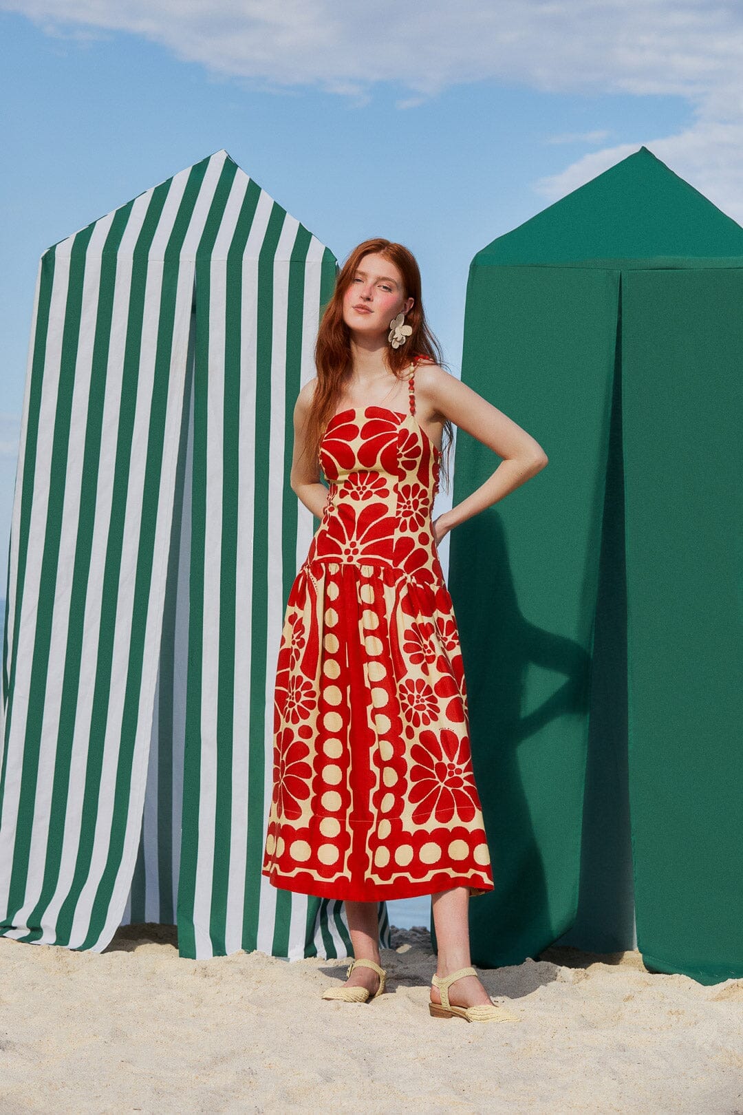 Red Palermo Sleeveless Midi Dress - Image 2