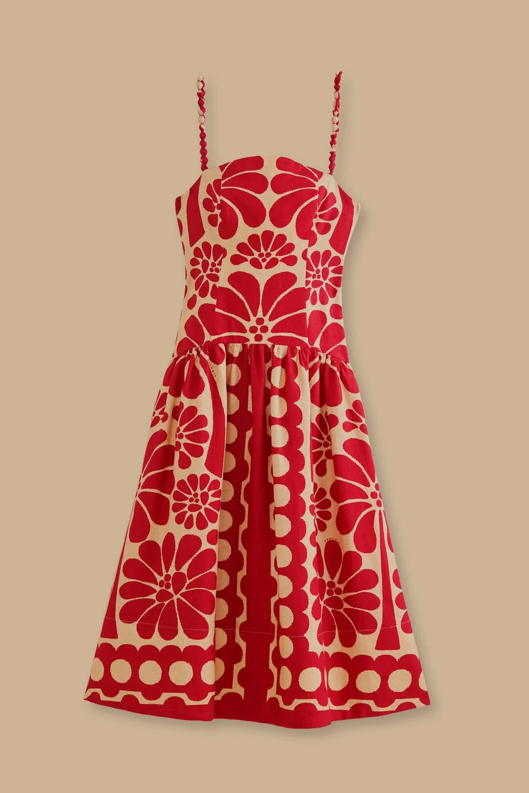 Red Palermo Sleeveless Midi Dress - Image 7