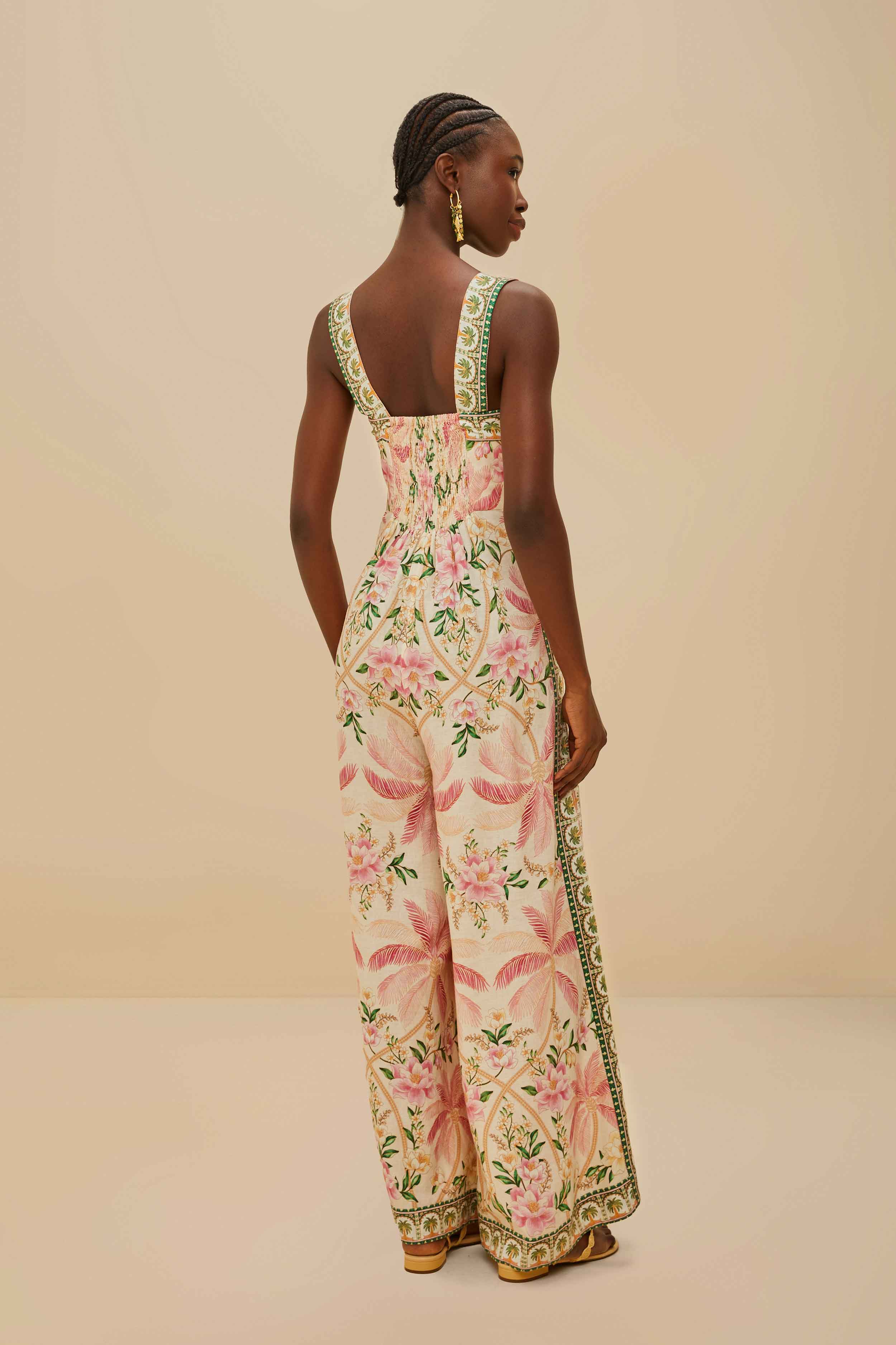 Off-White Palm Dream LENZING ECOVERO Euroflax Jumpsuit - Image 4