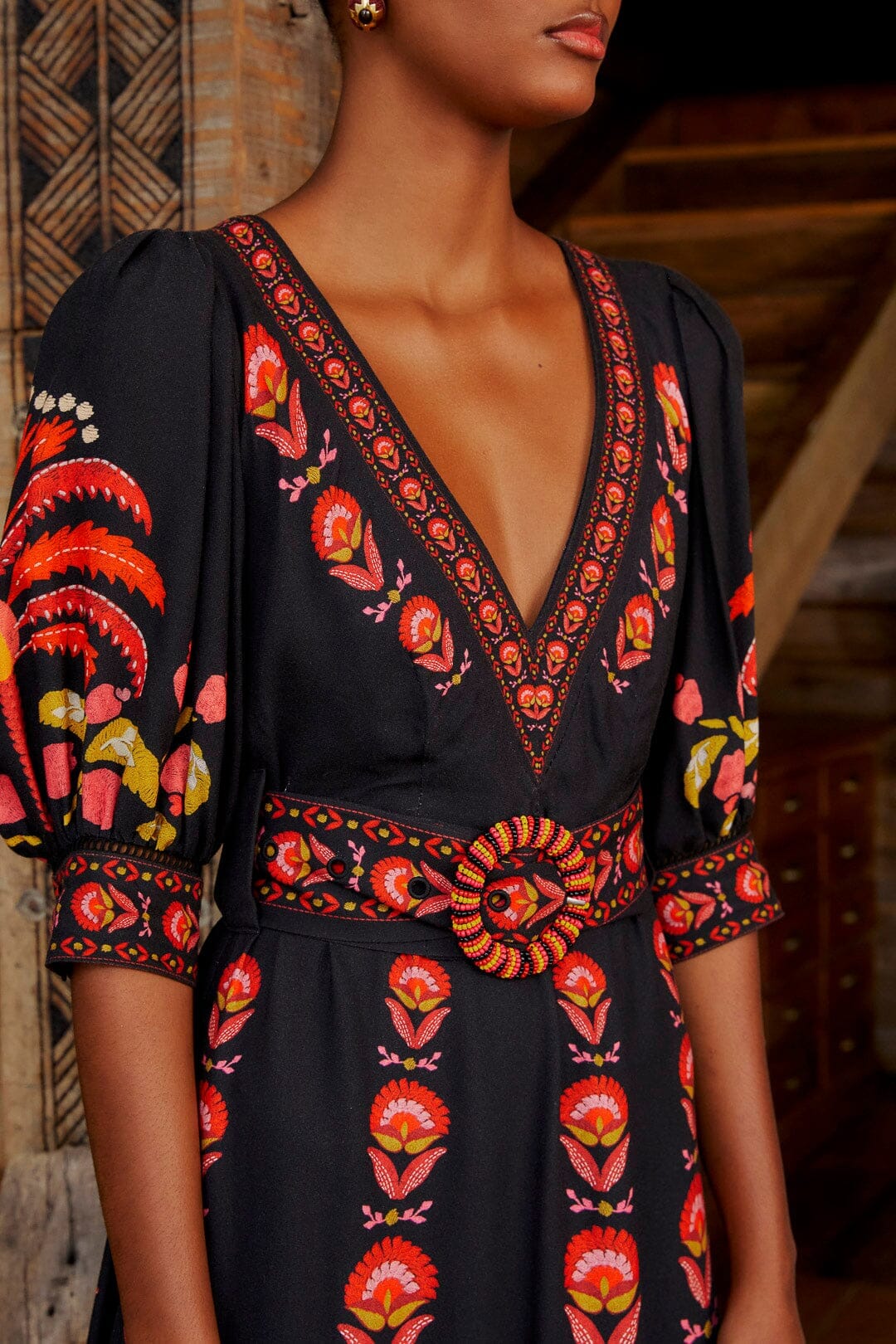 Black Palms Party Short Sleeve Maxi Dress - Image 4