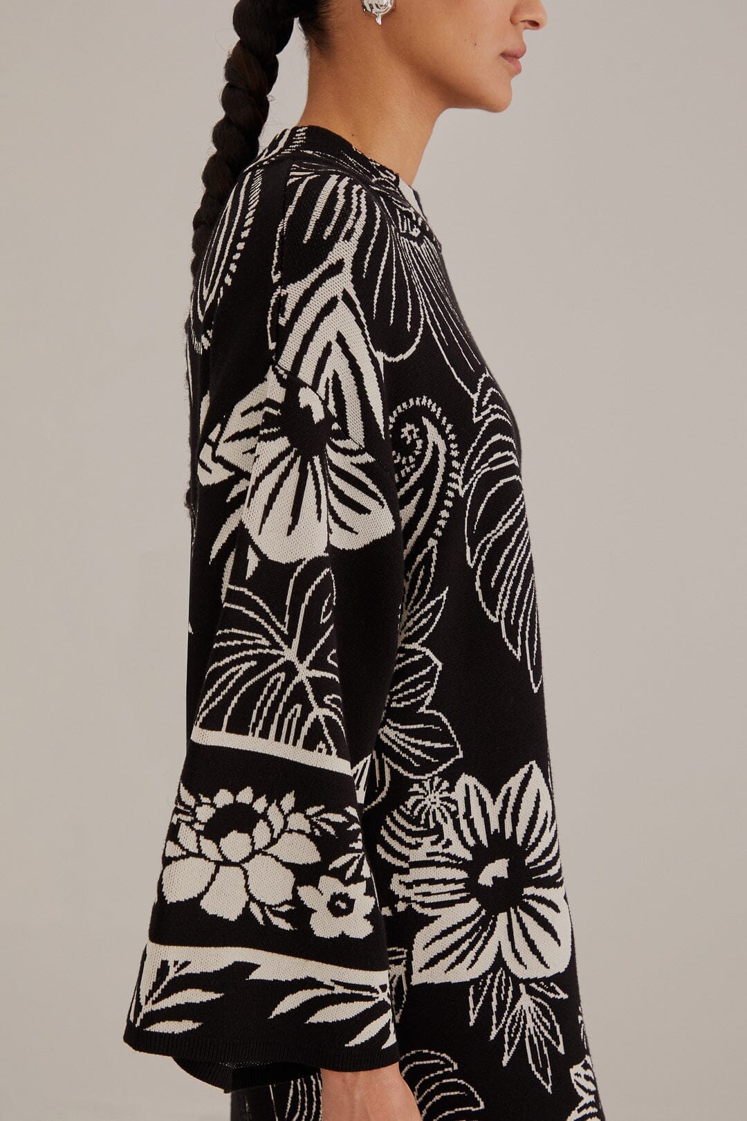 Black Paisley Bloom Knit Dress - Image 3