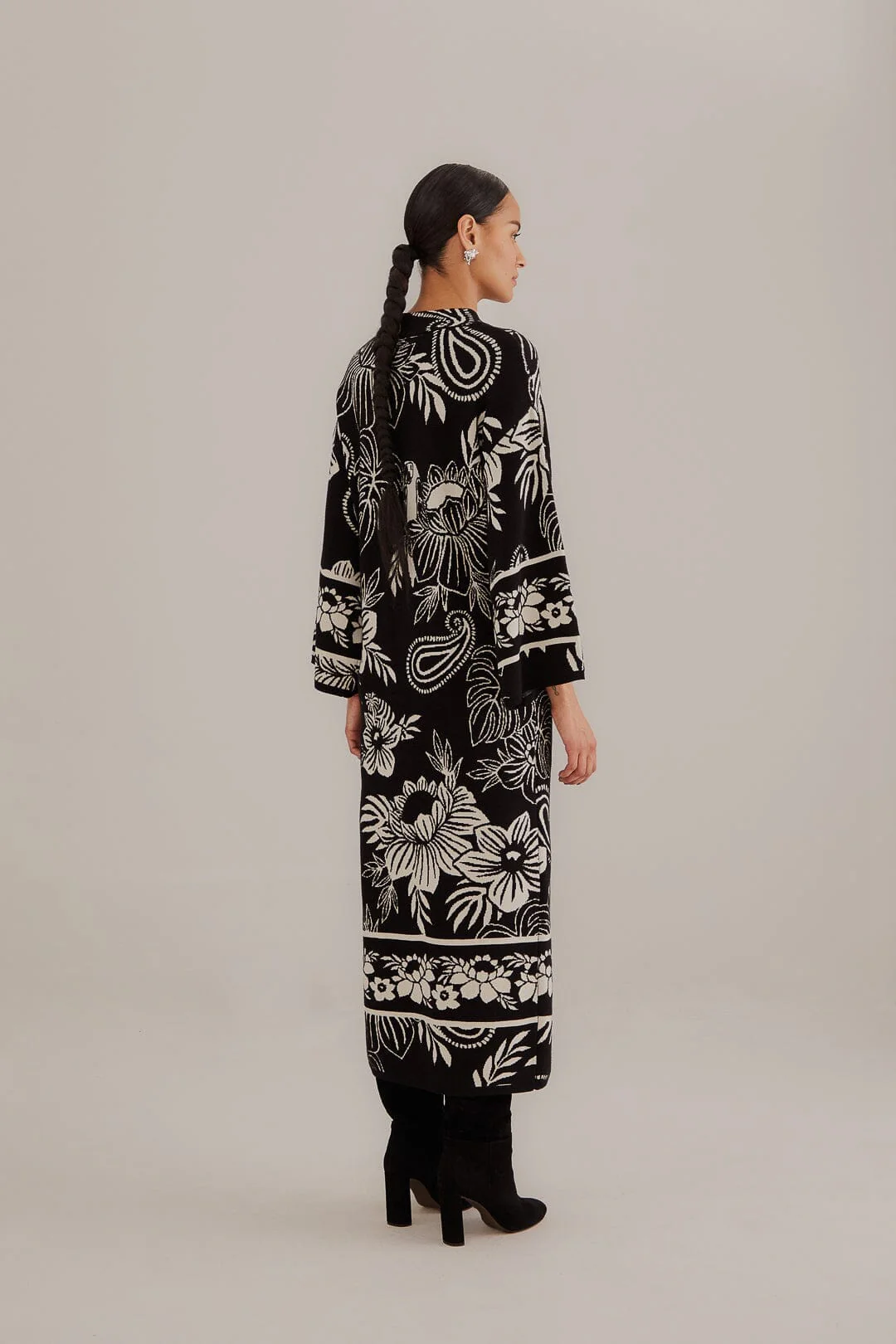 Black Paisley Bloom Knit Dress - Image 4