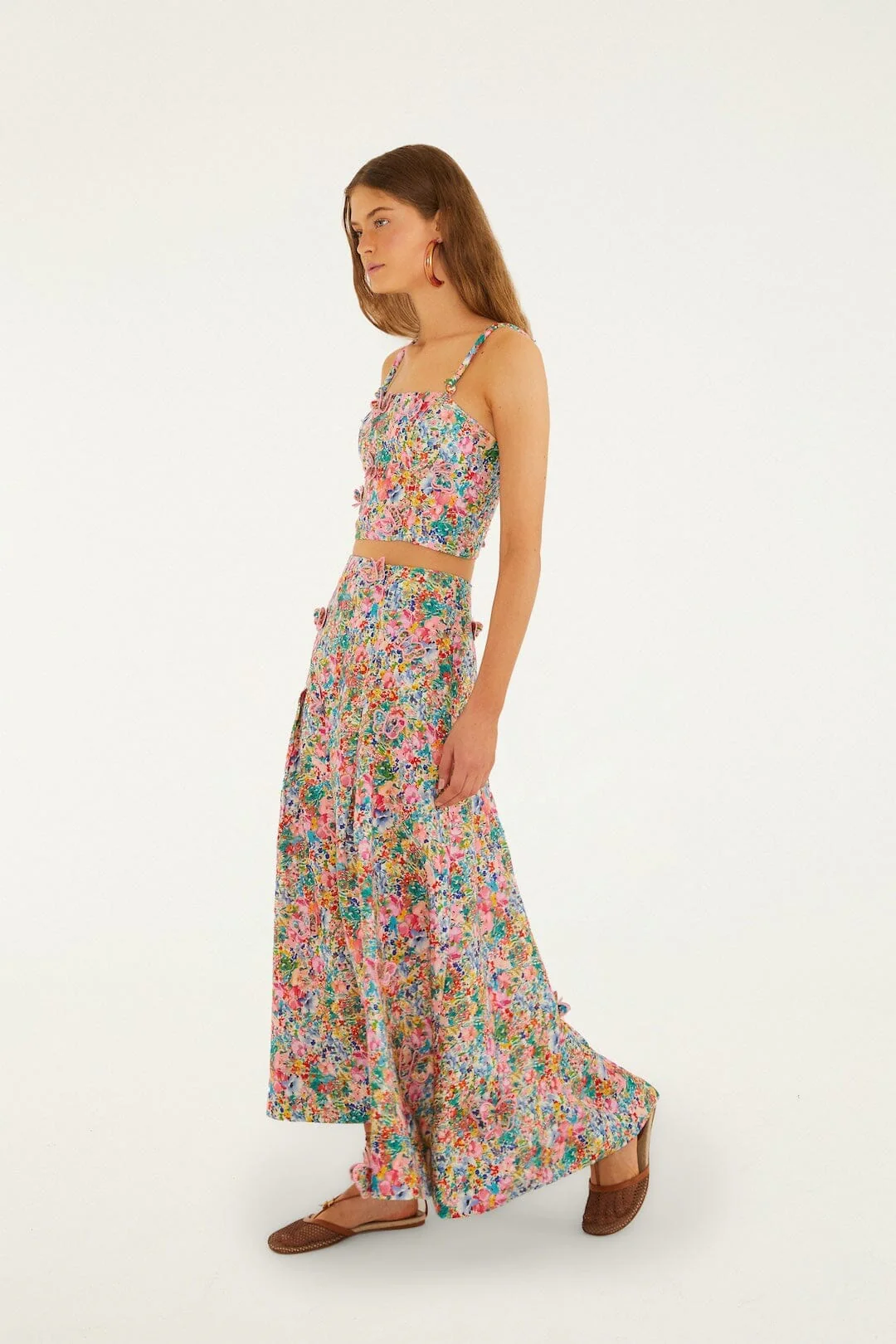 Off-White Peasant Floral Butterflies Euroflax Premium Linen Top - Image 4