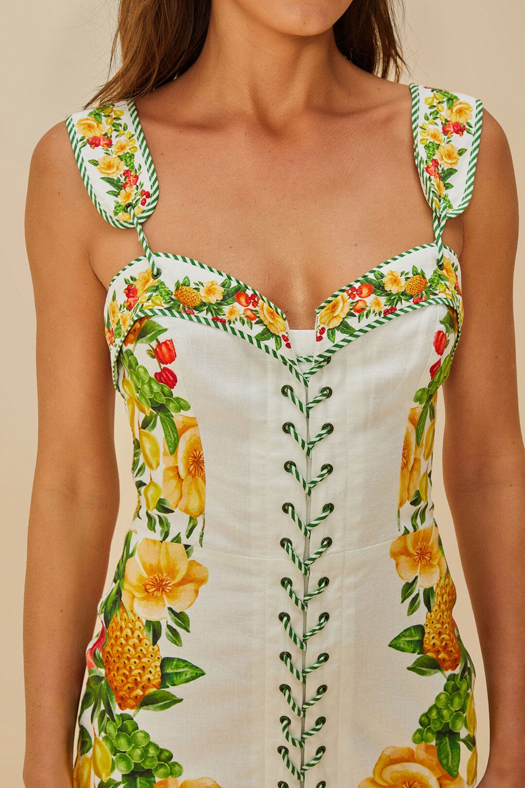 Off-White Picnic Flowers LENZING ECOVERO Euroflax Mini Dress - Image 3