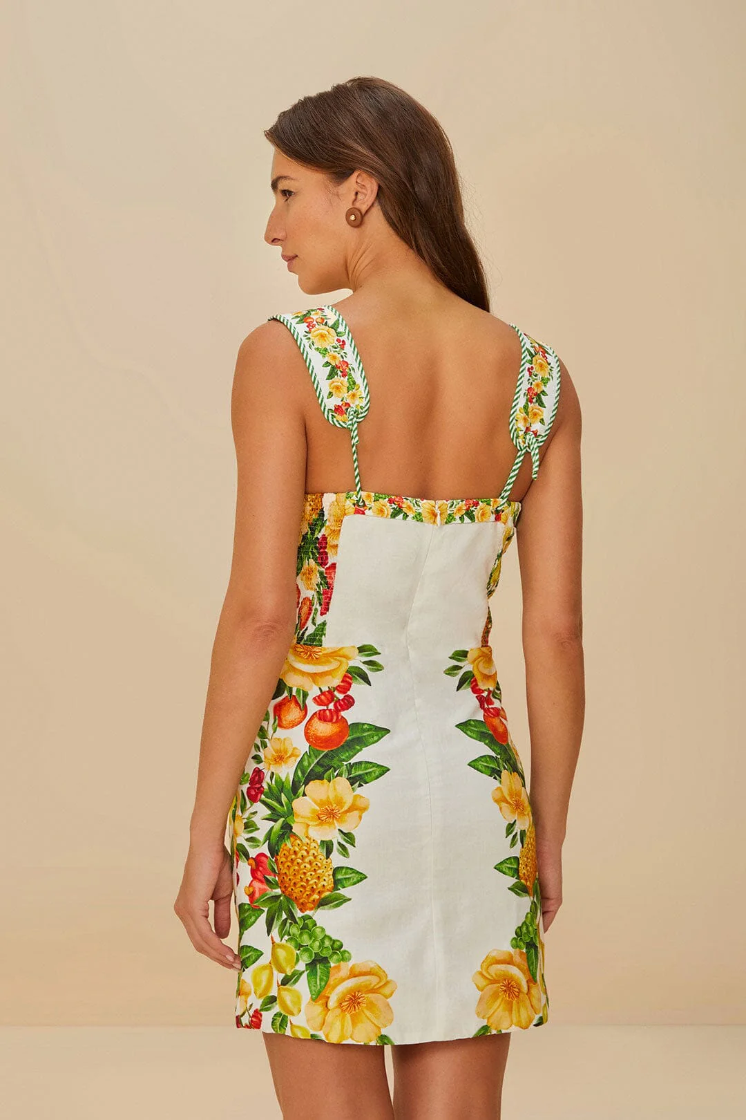Off-White Picnic Flowers LENZING ECOVERO Euroflax Mini Dress - Image 4