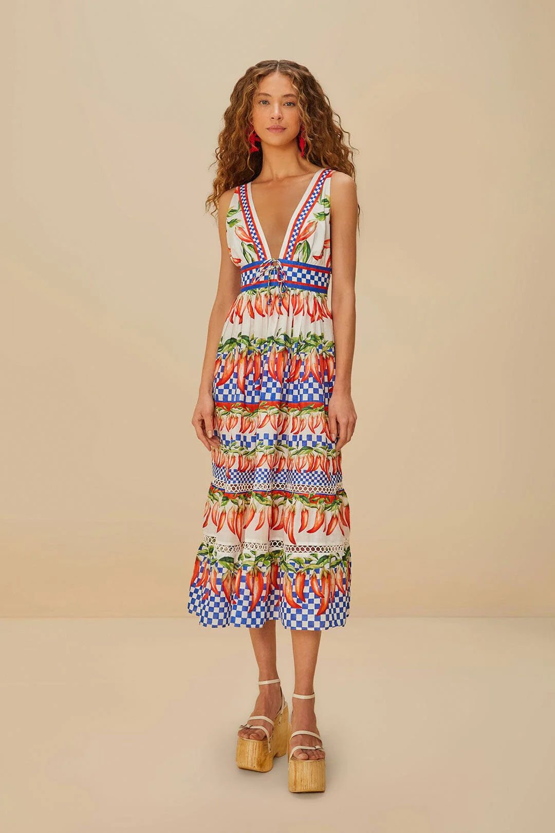 Off-White Picnic Peppers Ainika Midi Dress