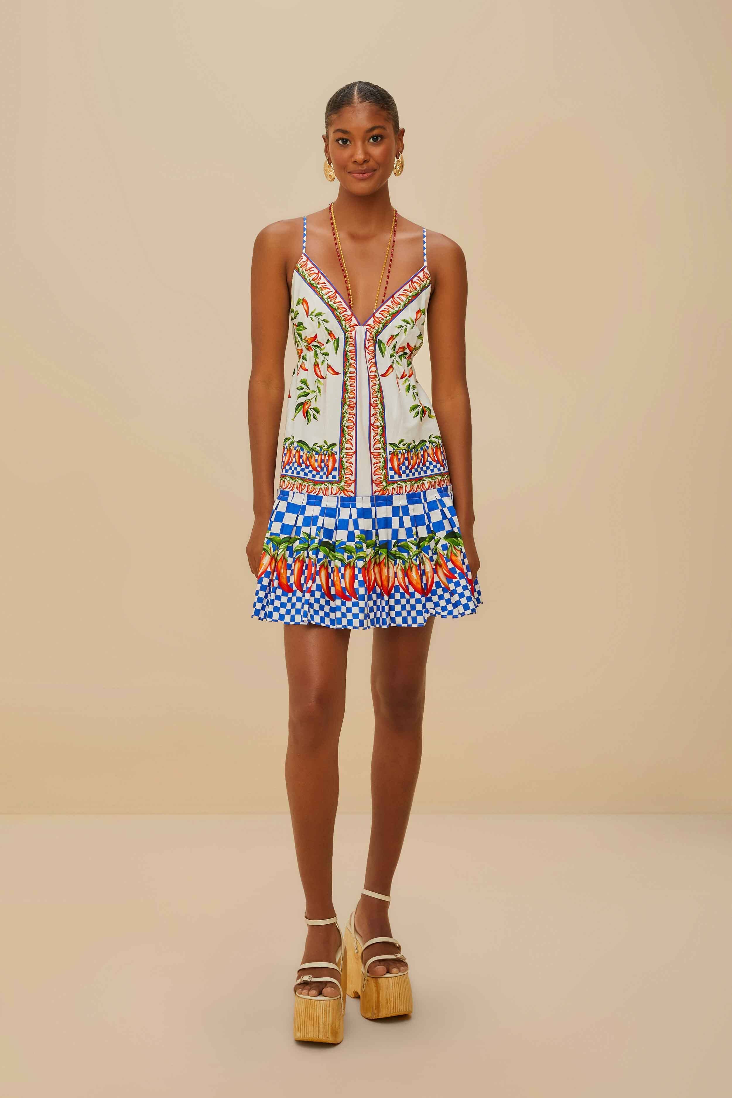 Off-White Picnic Peppers Ainika Organic Cotton Mini Dress