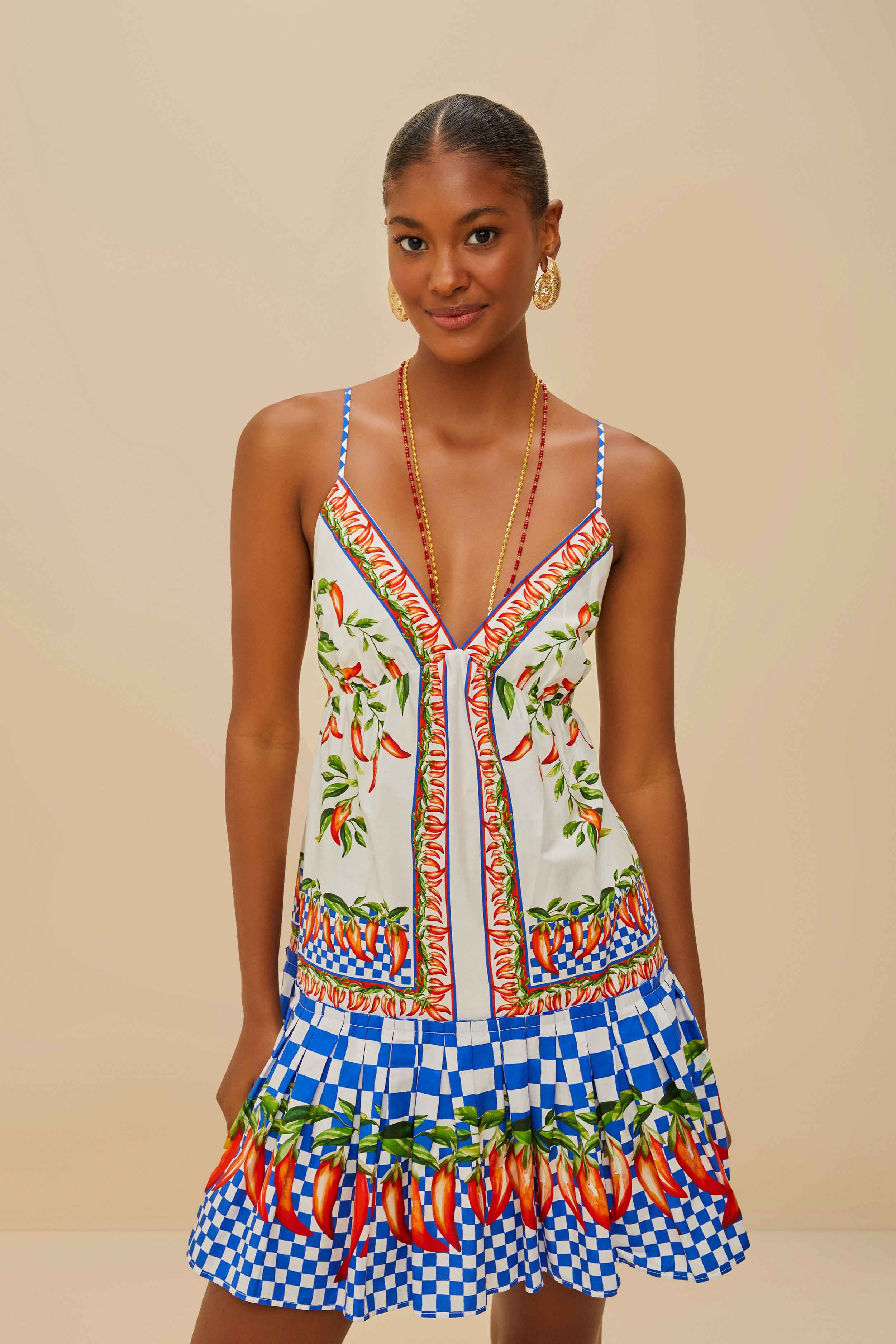 Off-White Picnic Peppers Ainika Organic Cotton Mini Dress - Image 2