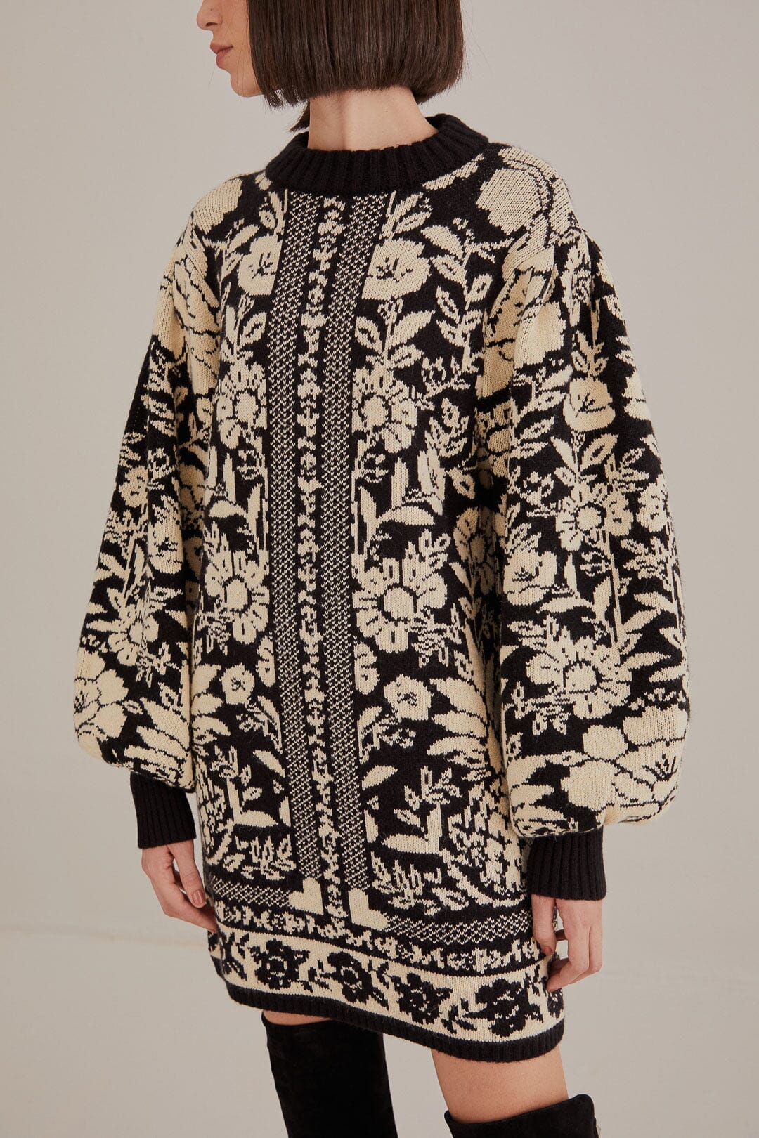 Black Pineapple Garden Mini Sweater Dress - Image 3