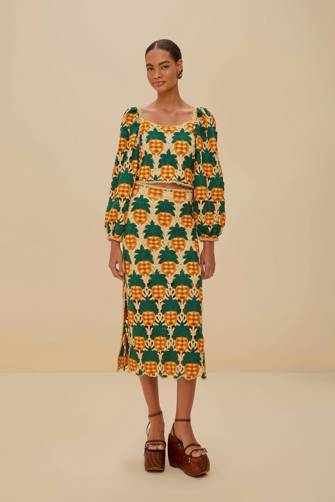 Sand Pineapple Crochet Skirt