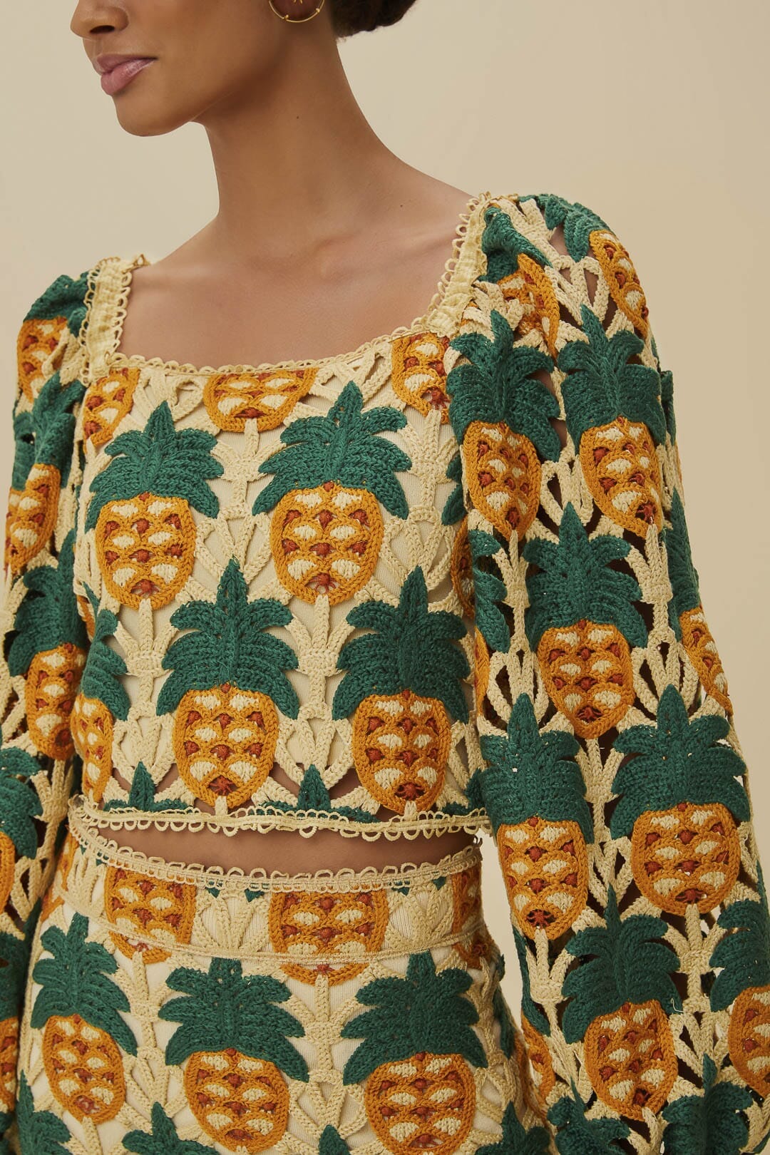 Sand Pineapple Crochet Top - Image 3