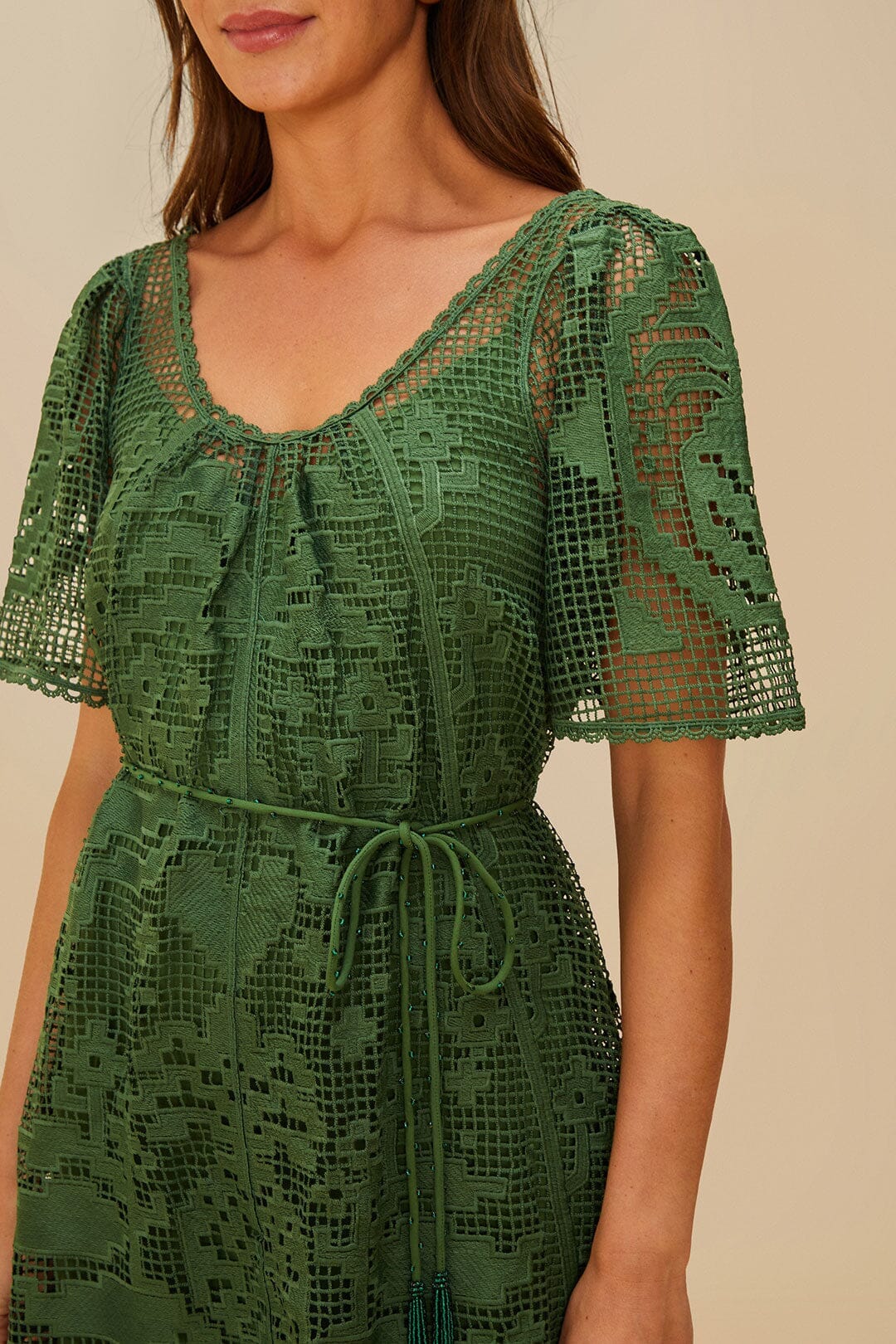 Green Pineapple Guipure Mini Dress - Image 3