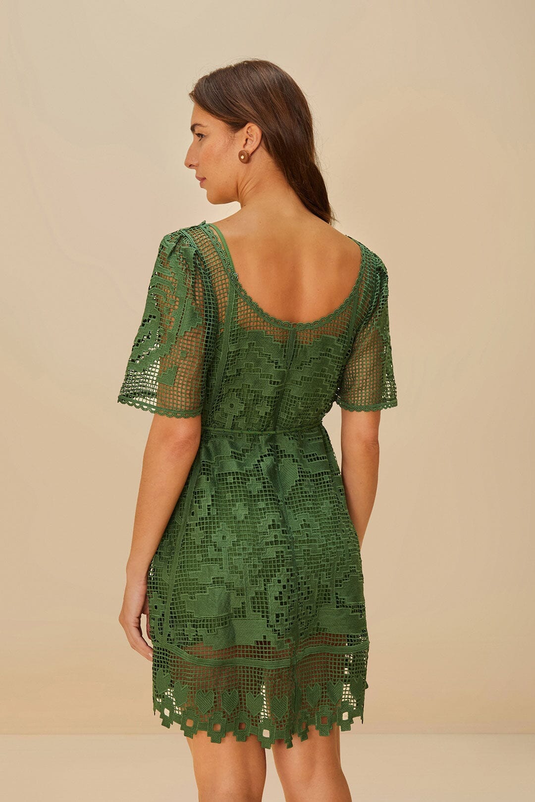 Green Pineapple Guipure Mini Dress - Image 4
