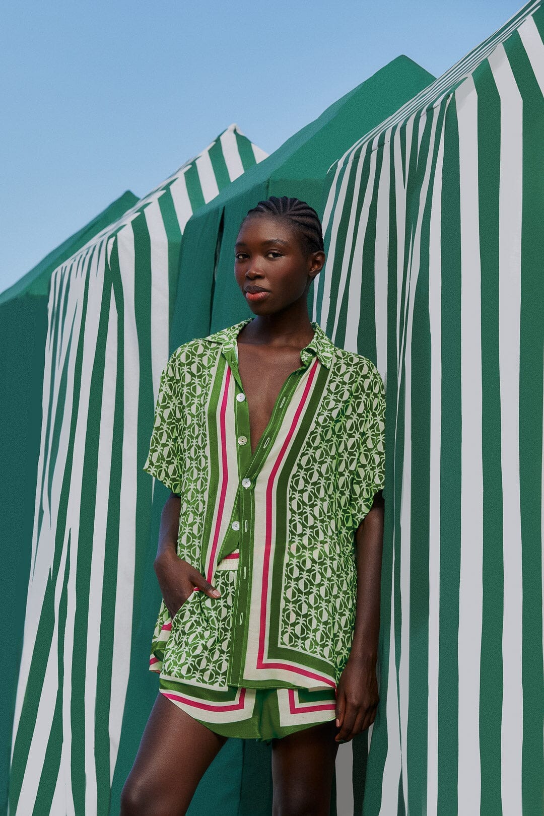 Green Pineapple Scarf Shirt - Image 2