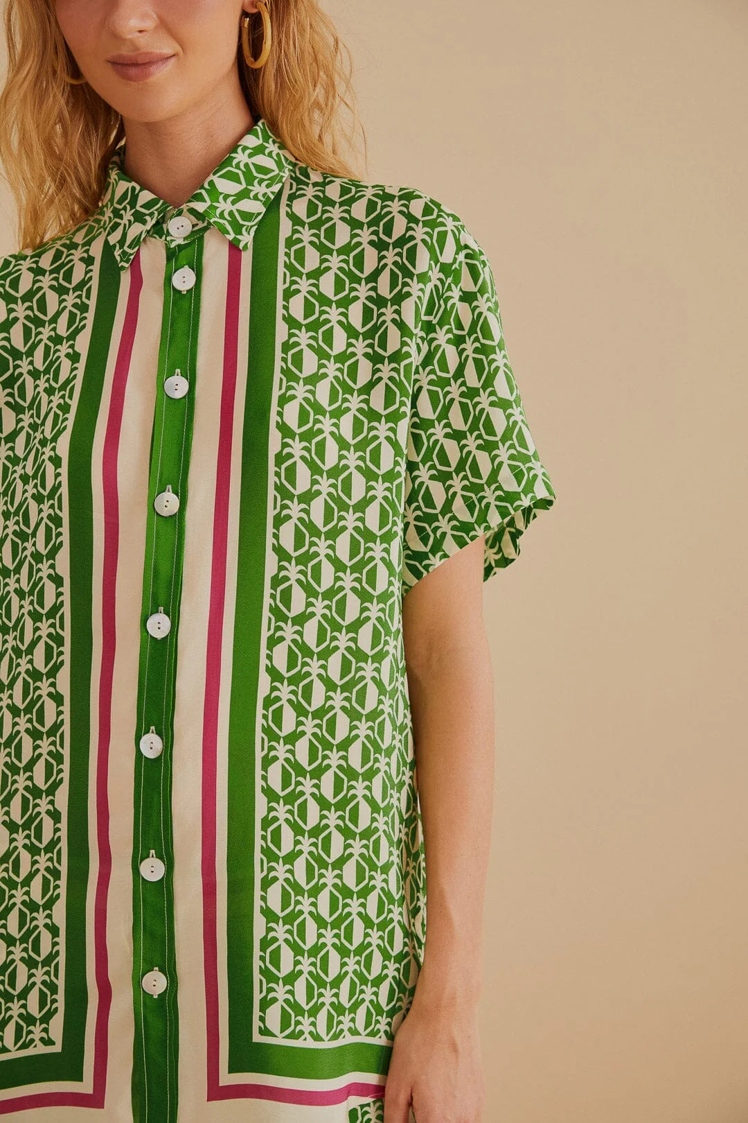 Green Pineapple Scarf Shirt - Image 3