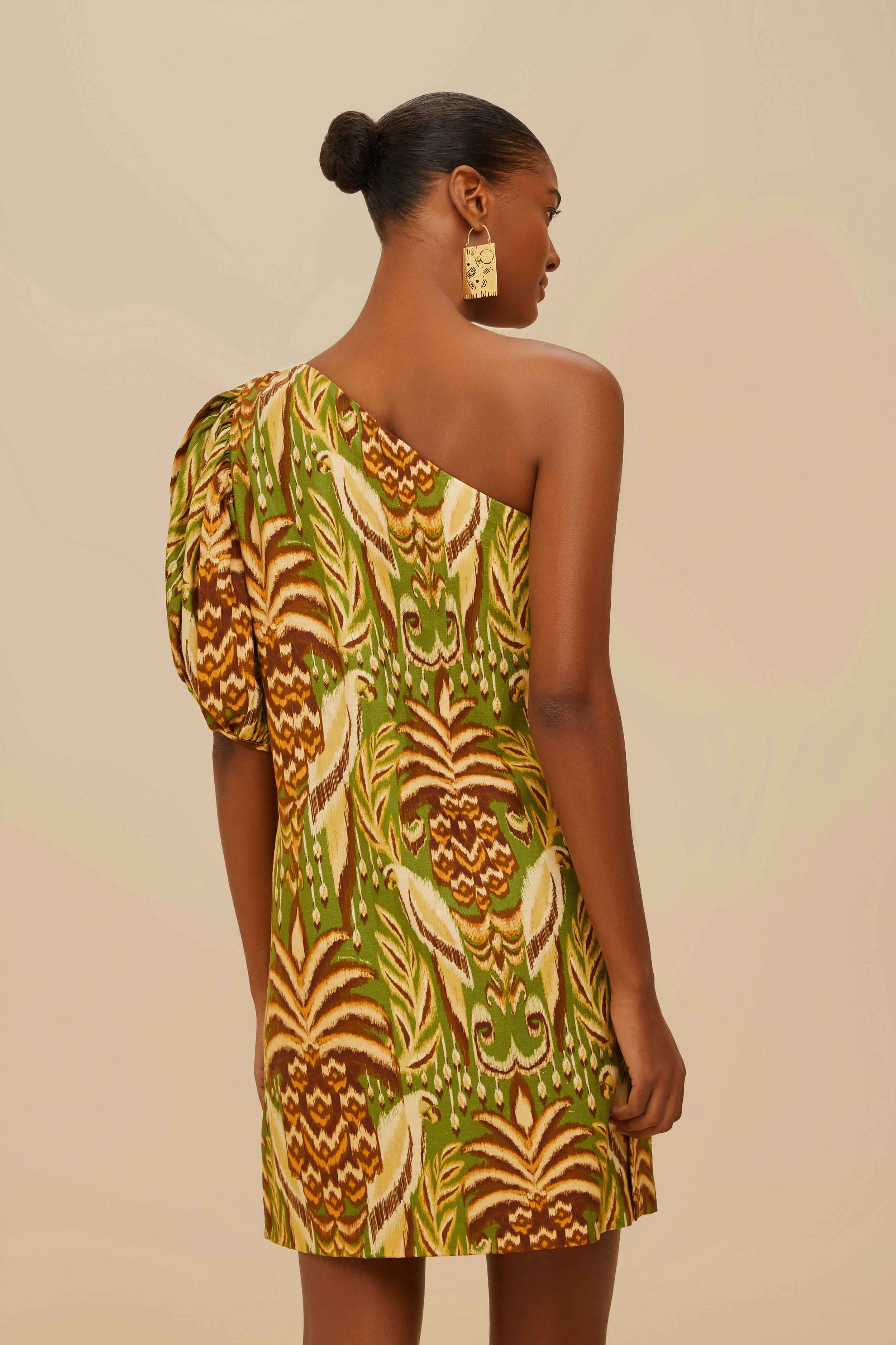 Green Pineapple Tapestry LENZING™ ECOVERO™ Euroflax™ Mini Dress - Image 3