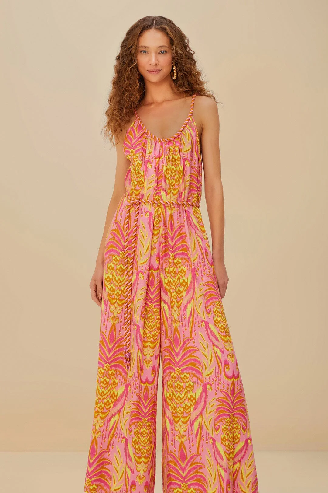 Pink Pineapple Tapestry LENZING™ ECOVERO™ Euroflax™ Jumpsuit - Image 3