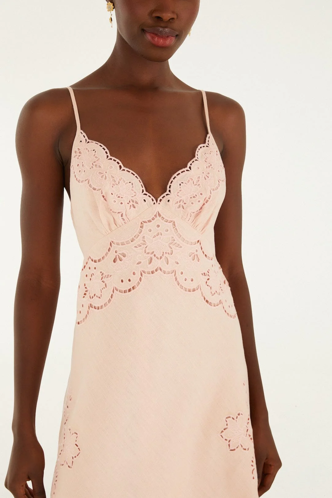 Pink Richelieu Euroflax Premium Linen Slip Midi Dress - Image 2