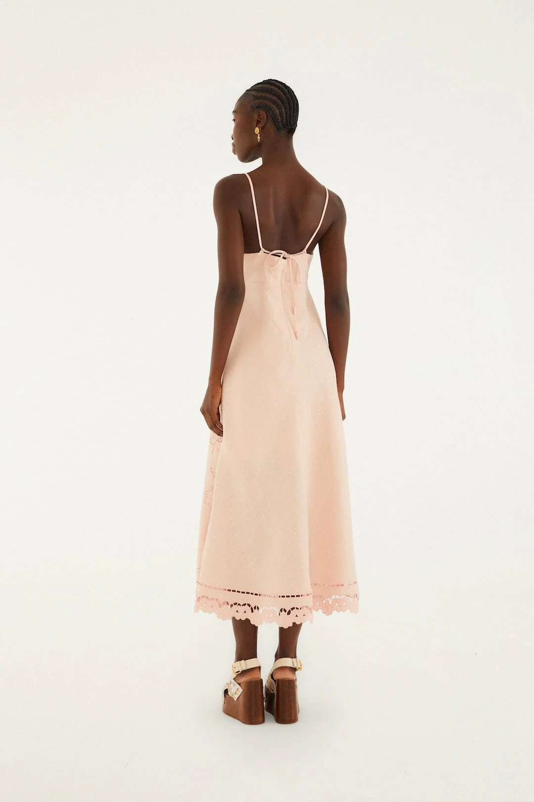 Pink Richelieu Euroflax Premium Linen Slip Midi Dress - Image 3