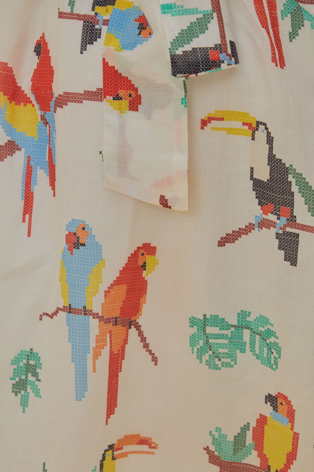 Pink Stitched Birds Kids Dress - Image 5