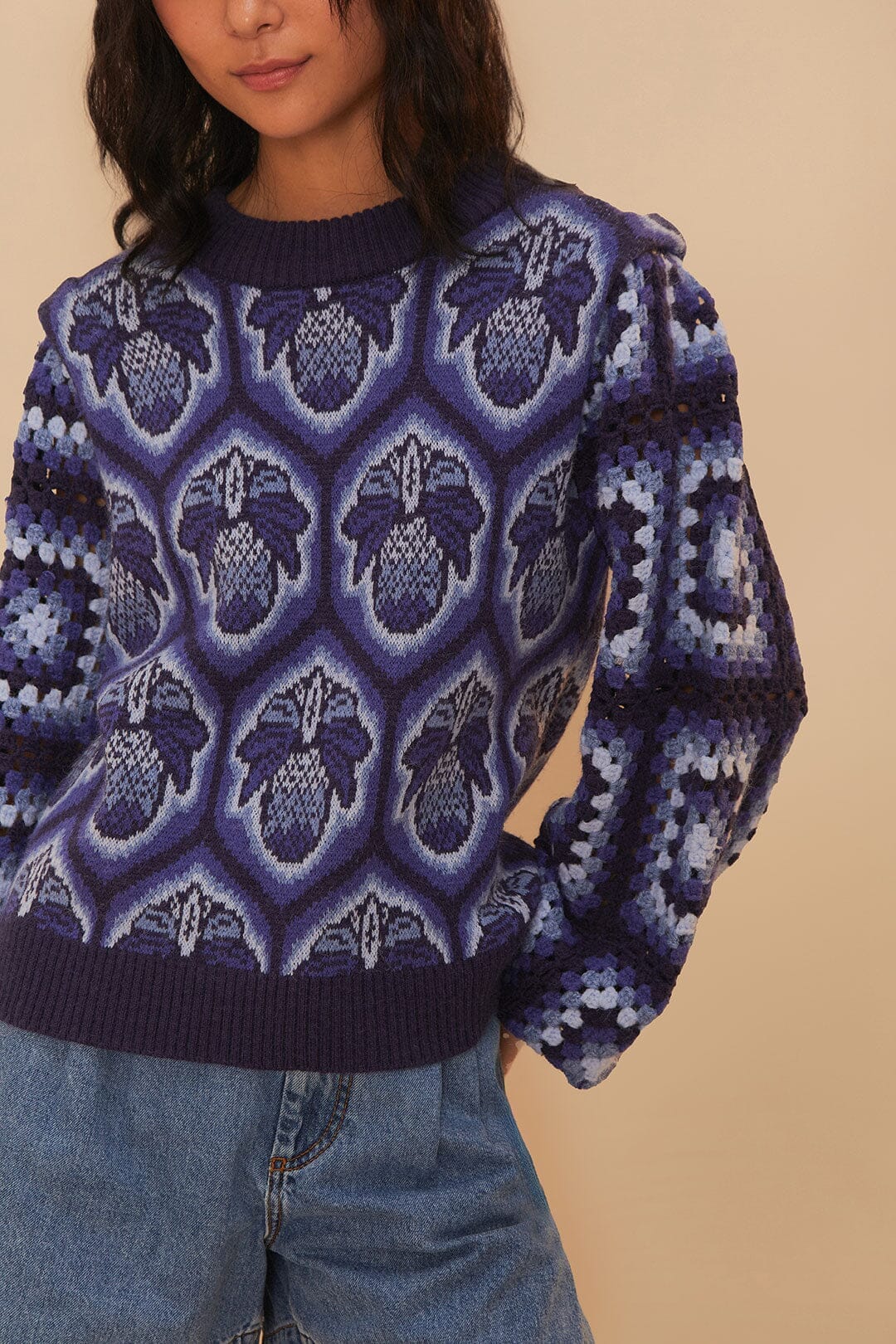 Blue Pinneaple Cobogo Knit Sweater - Image 4