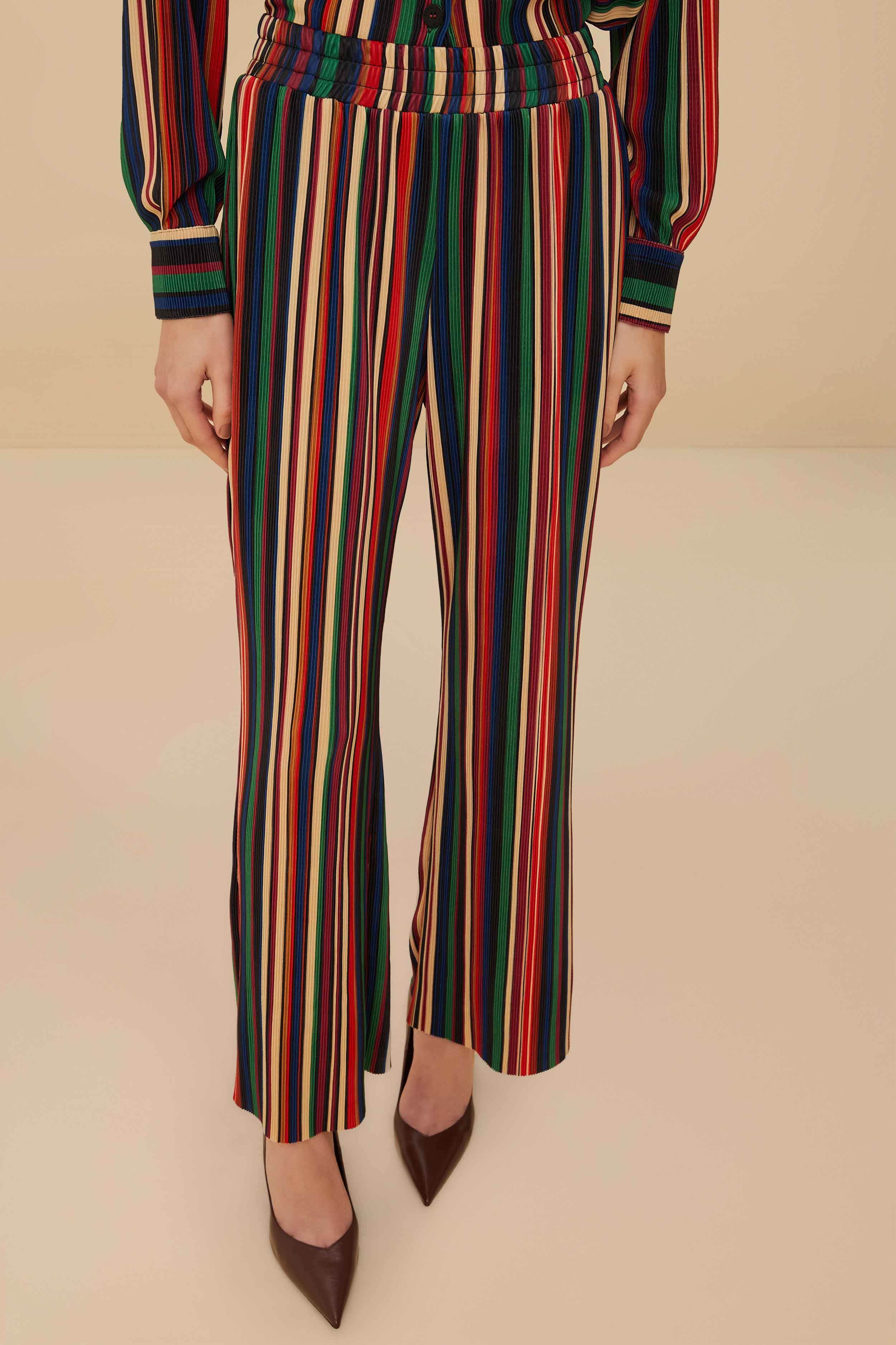 Multicolor Pipa Stripes Pleated Pants - Image 2
