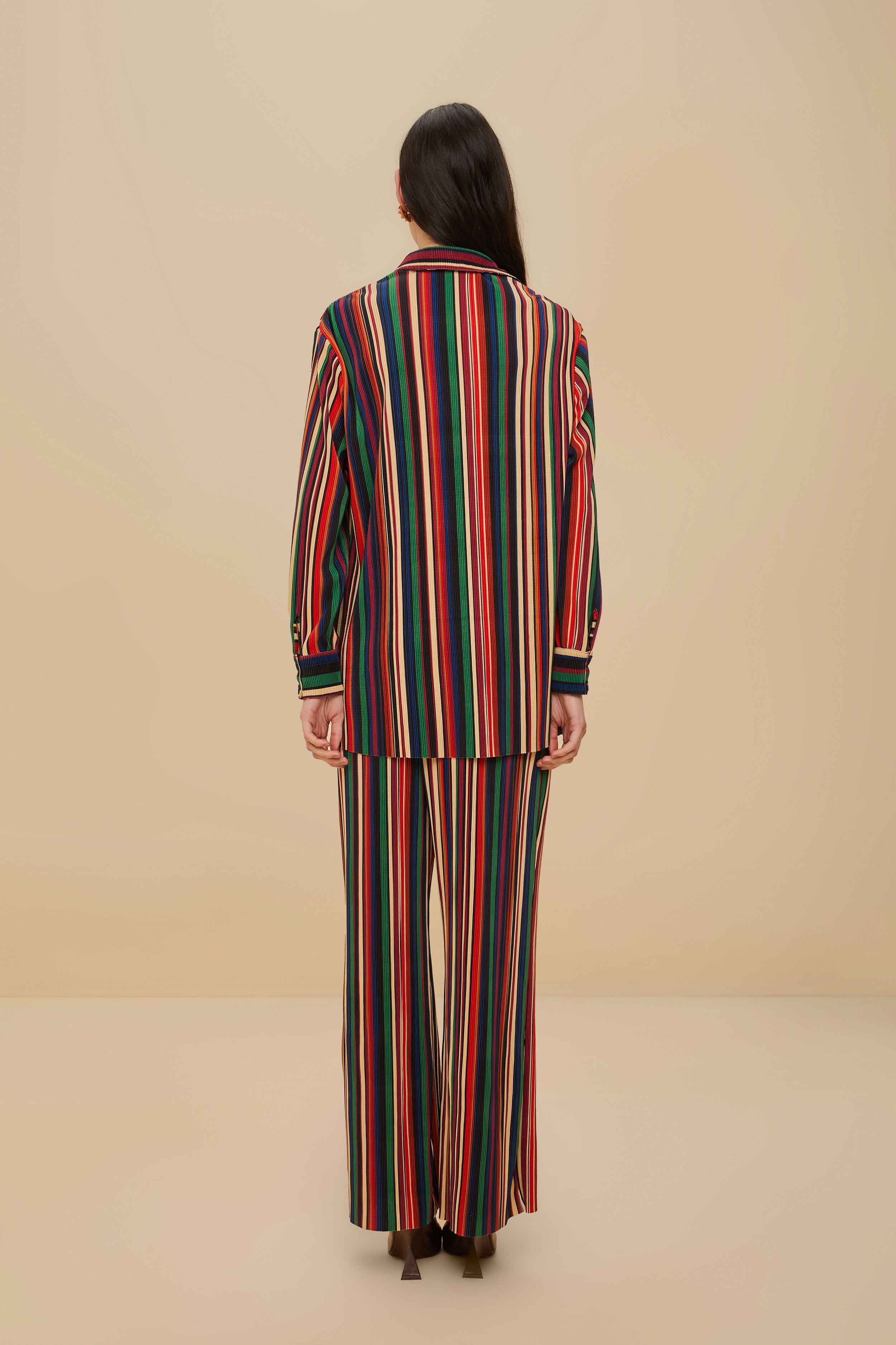 Multicolor Pipa Stripes Pleated Pants - Image 3