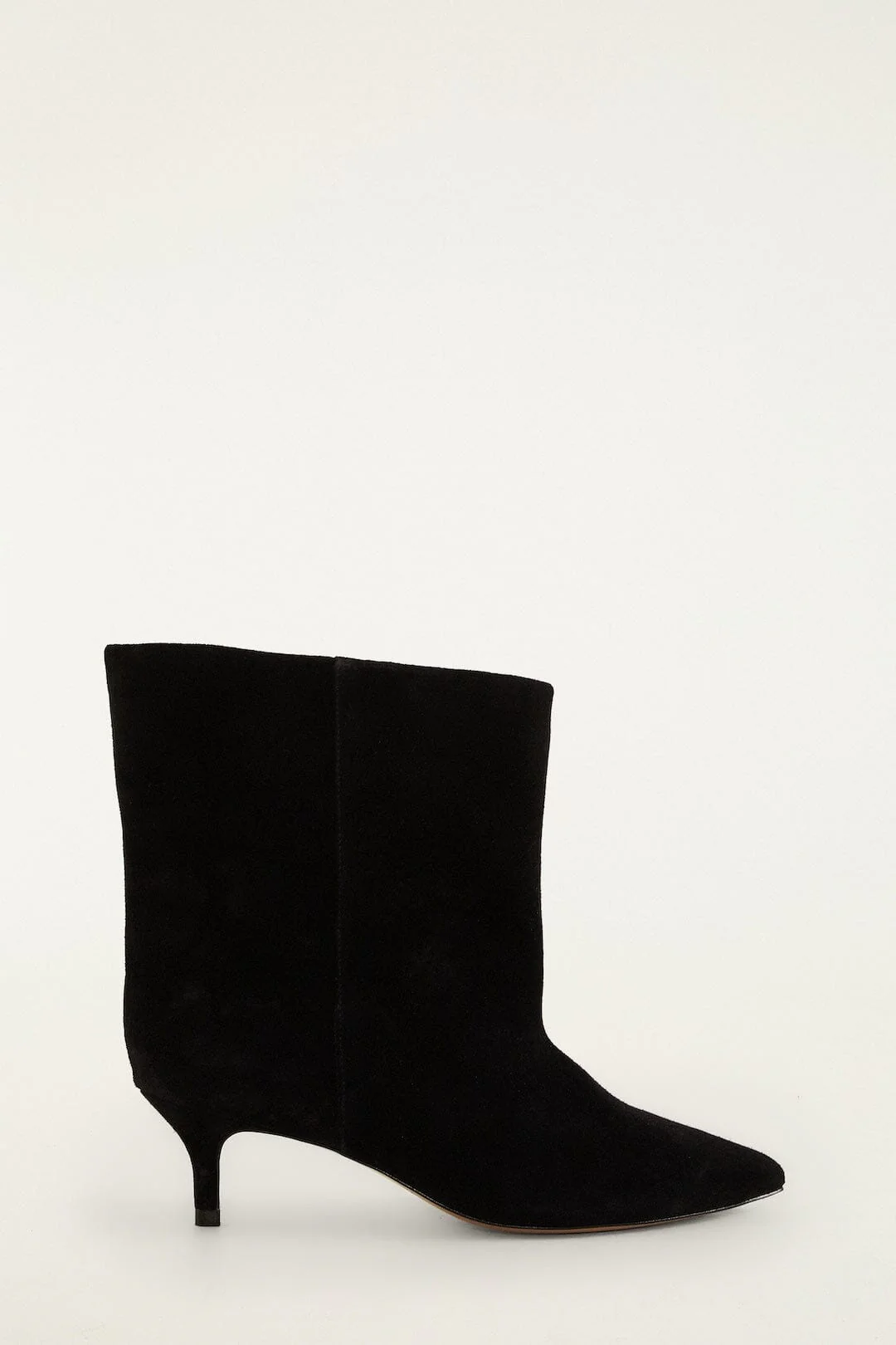 Black Suede Heeled Ankle Boot