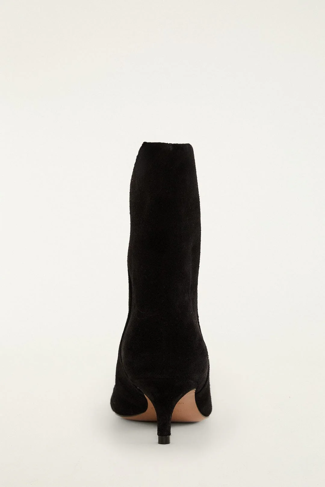 Black Suede Heeled Ankle Boot - Image 2