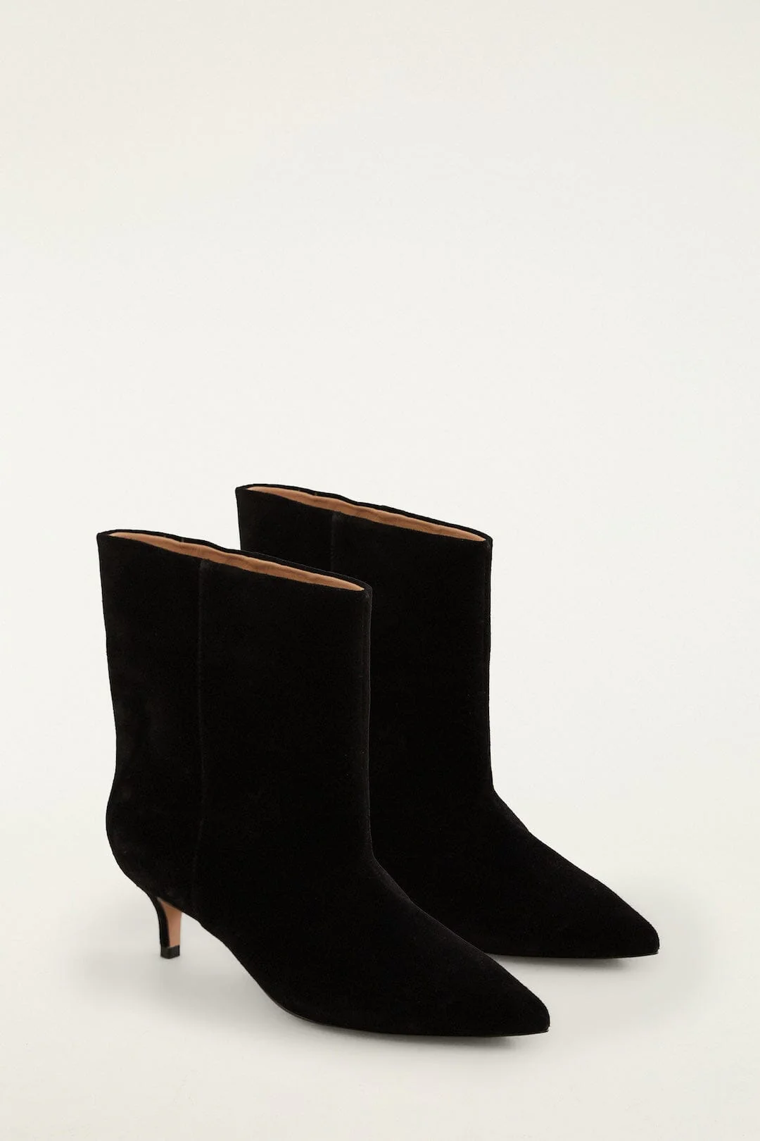 Black Suede Heeled Ankle Boot - Image 3