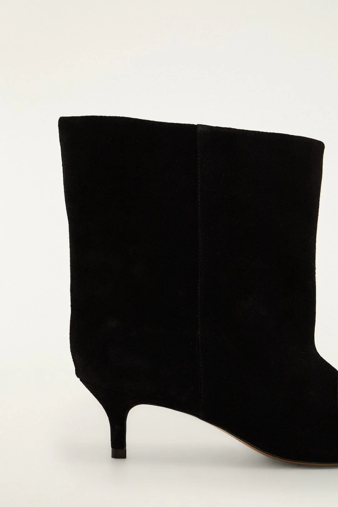 Black Suede Heeled Ankle Boot - Image 5