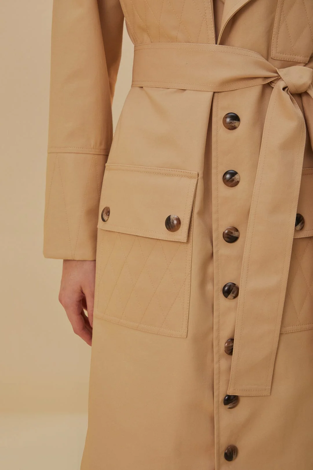 Pockets Over Nude Trench Coat - Image 3