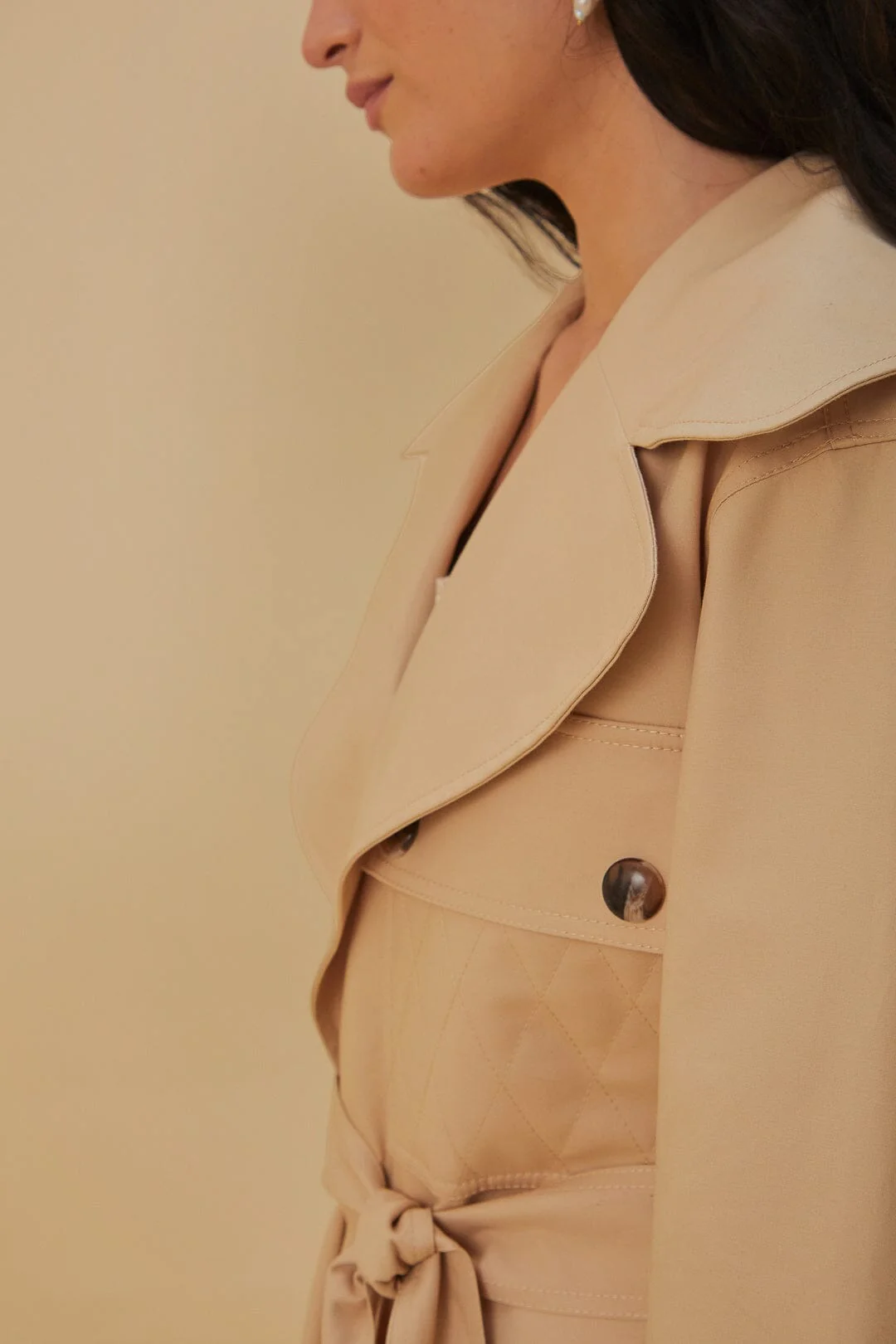 Pockets Over Nude Trench Coat - Image 6