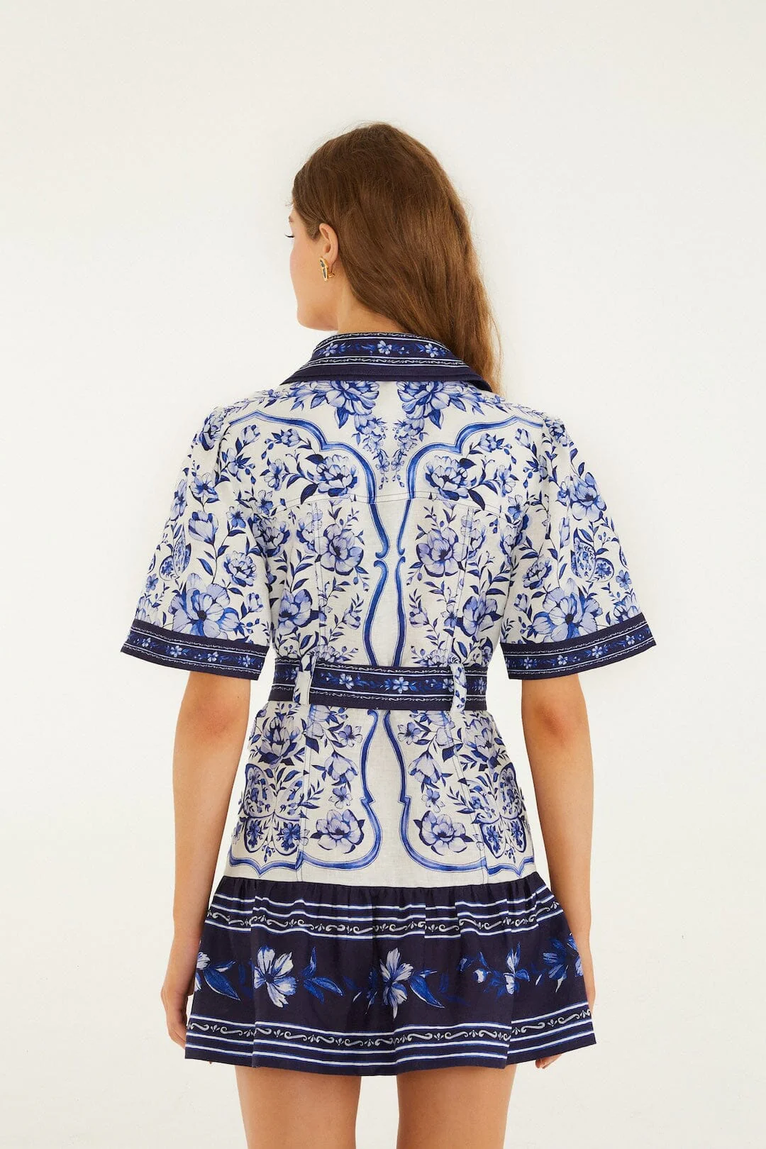 Off-White Porcelain Garden Euroflax Premium Linen Mini Dress - Image 3