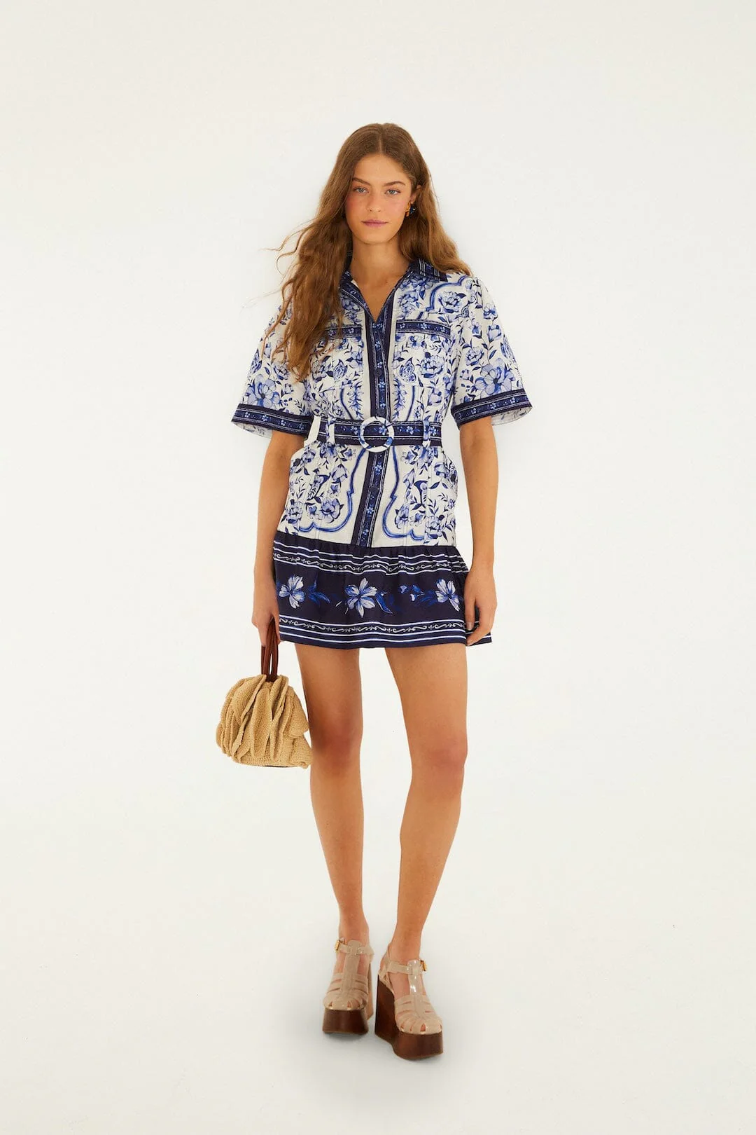 Off-White Porcelain Garden Euroflax Premium Linen Mini Dress - Image 4