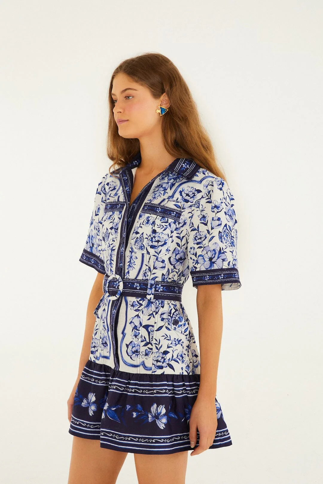 Off-White Porcelain Garden Euroflax Premium Linen Mini Dress - Image 5