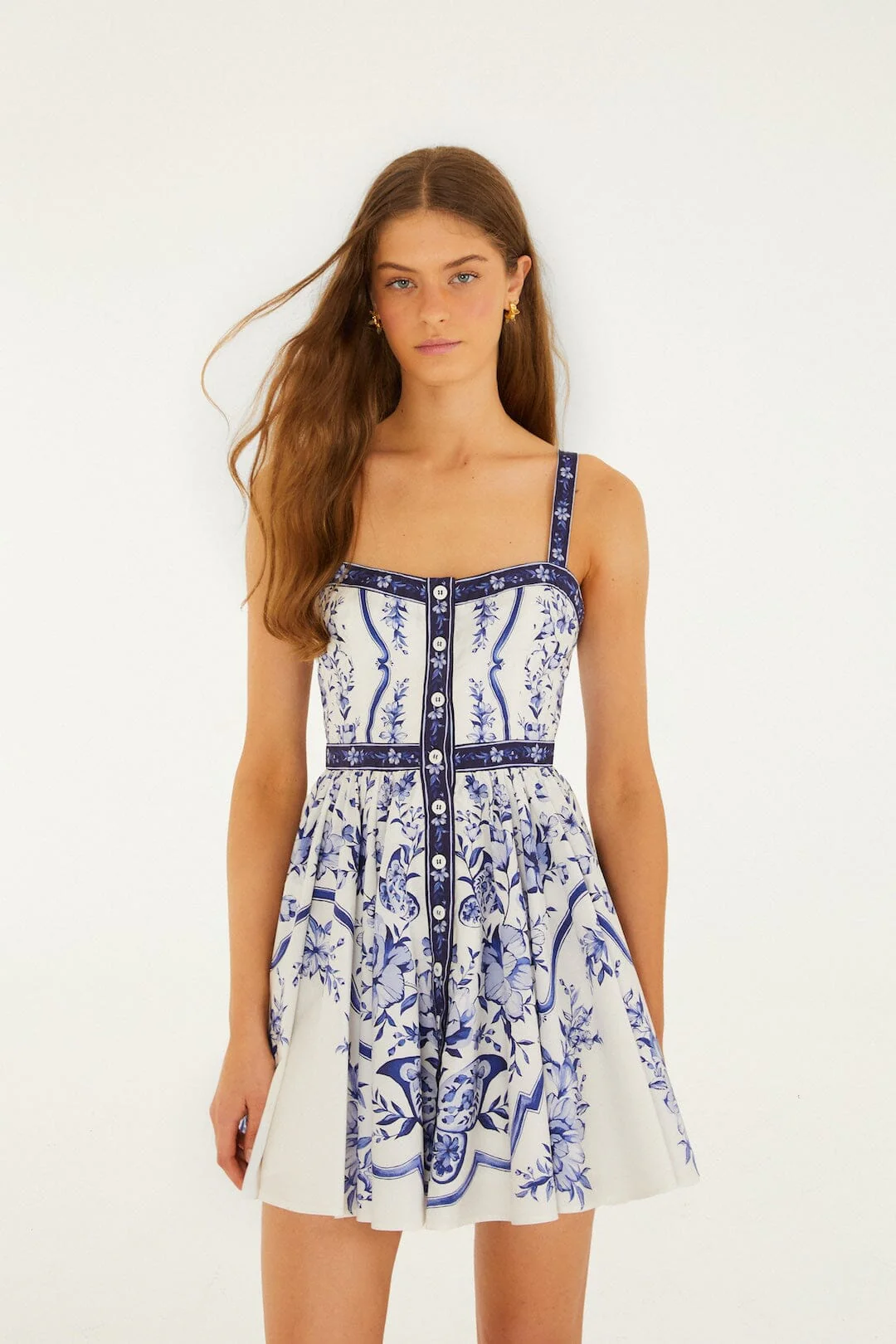 Off-White Porcelain Garden Buttoned Organic Cotton Mini Dress