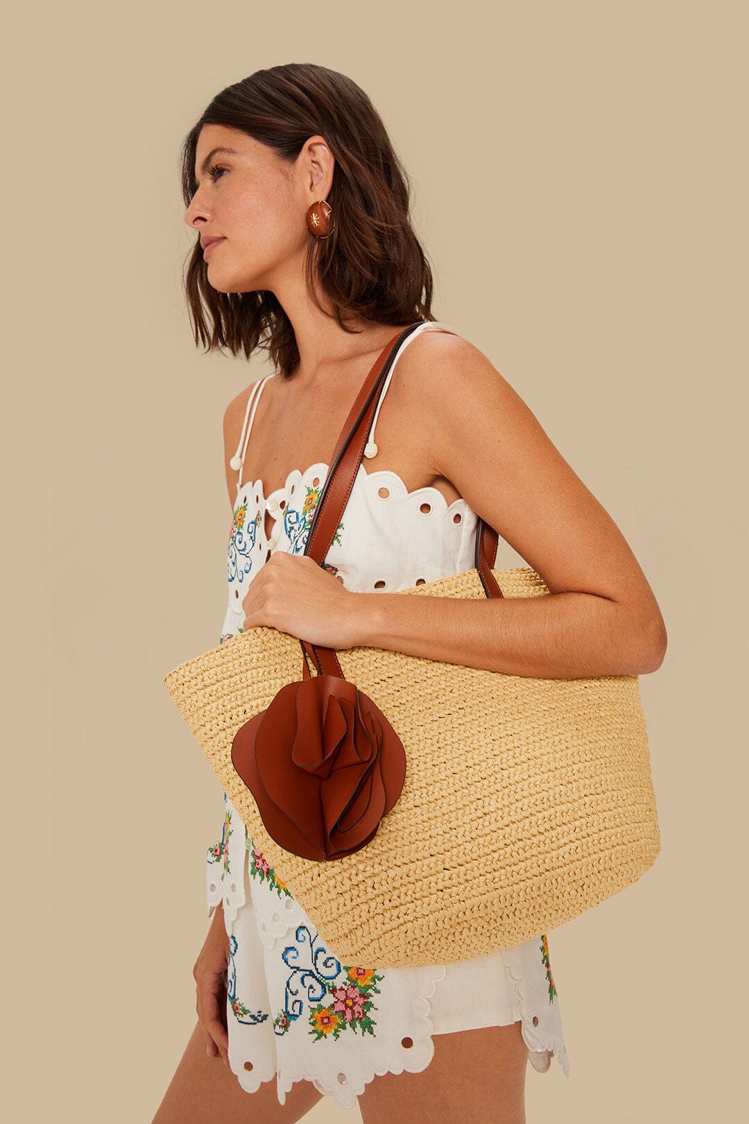 Caramel Raffia Basket Bag - Image 2
