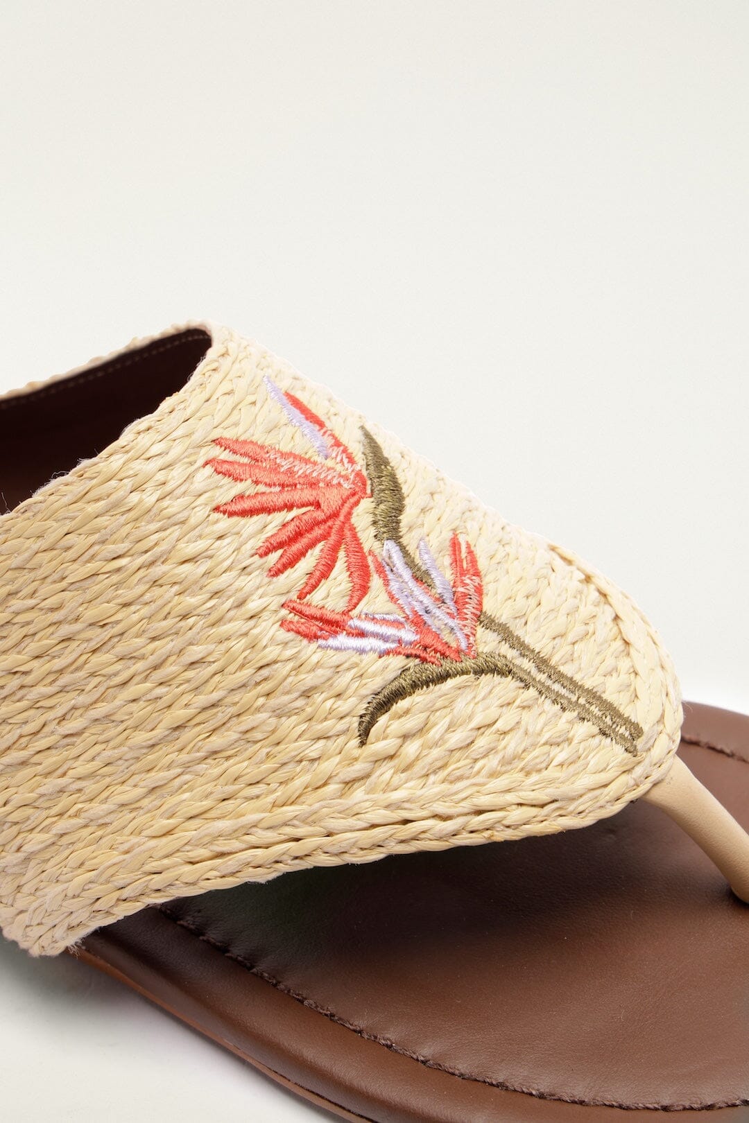 Raffia Embroidered Icons Flat Sandal - Image 4