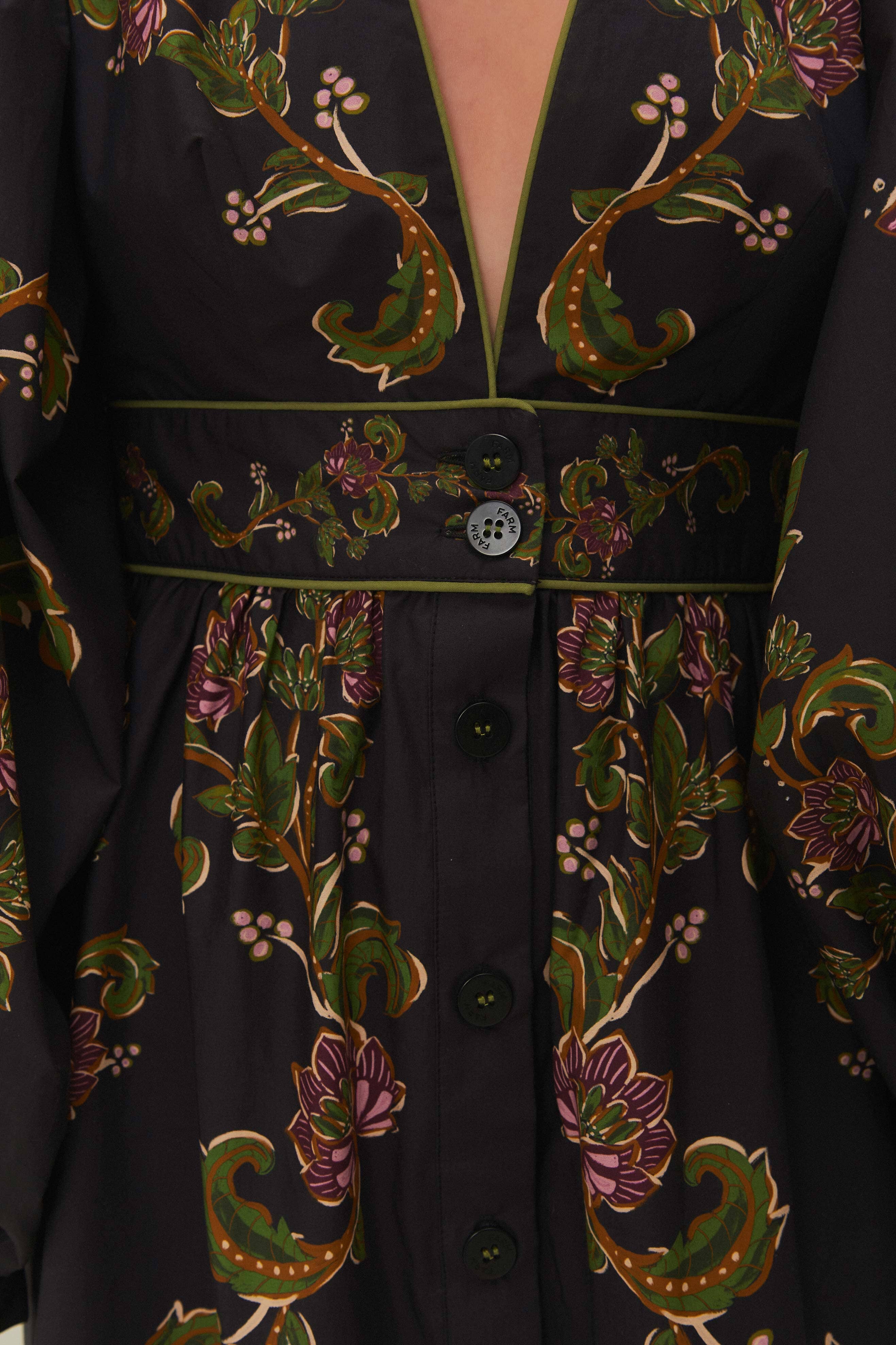 RAVENALA BLACK V NECKLINE PUFFED SLEEVE MINI DRESS - Image 7