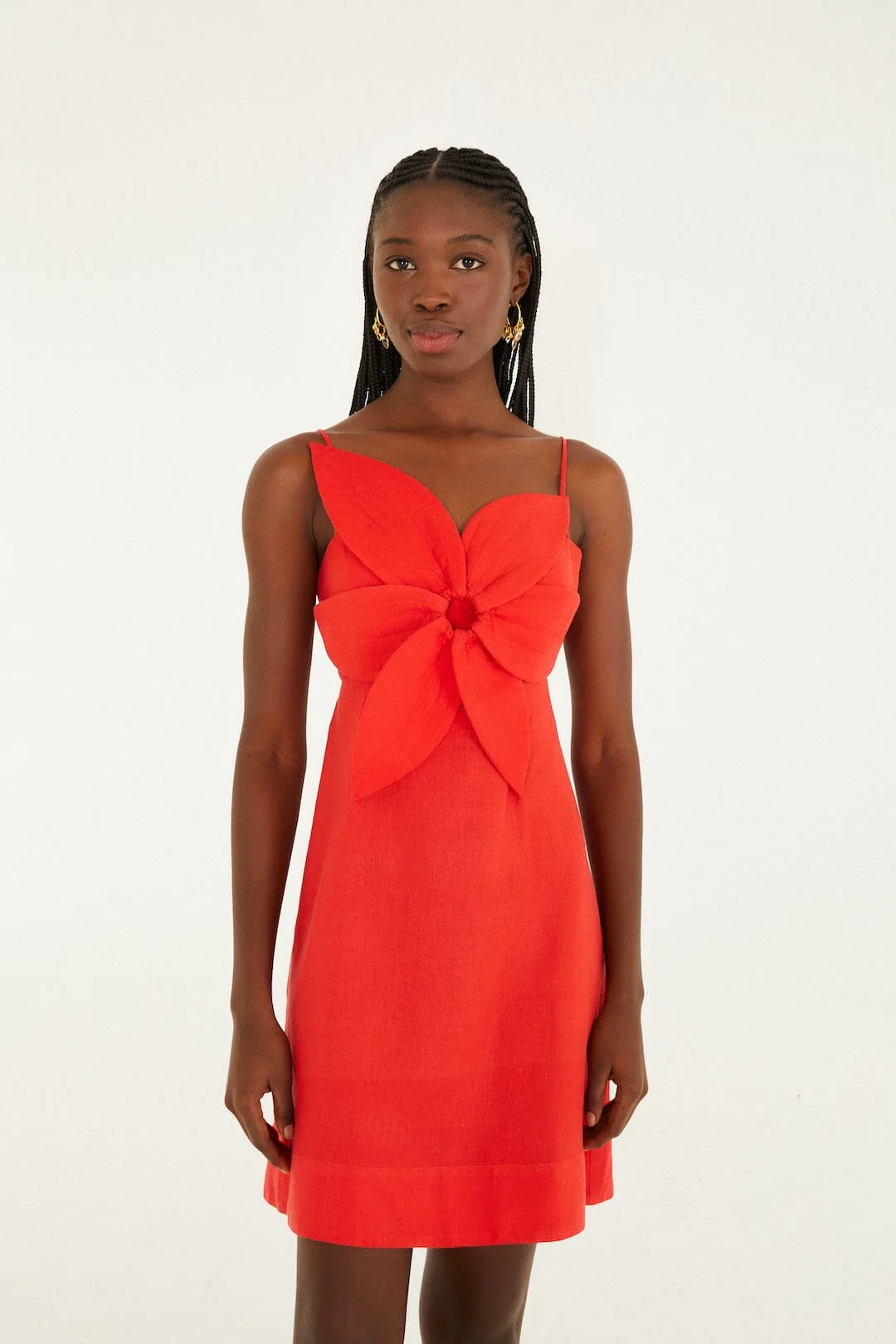 Red 3d Flower Lenzing™ Ecovero™ Euroflax™ Mini Dress