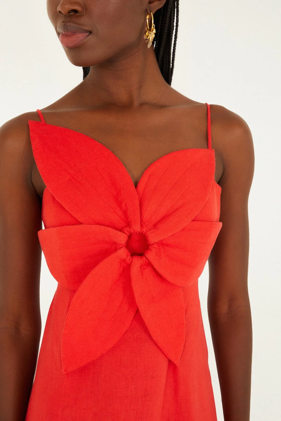 Red 3d Flower Lenzing™ Ecovero™ Euroflax™ Mini Dress - Image 2