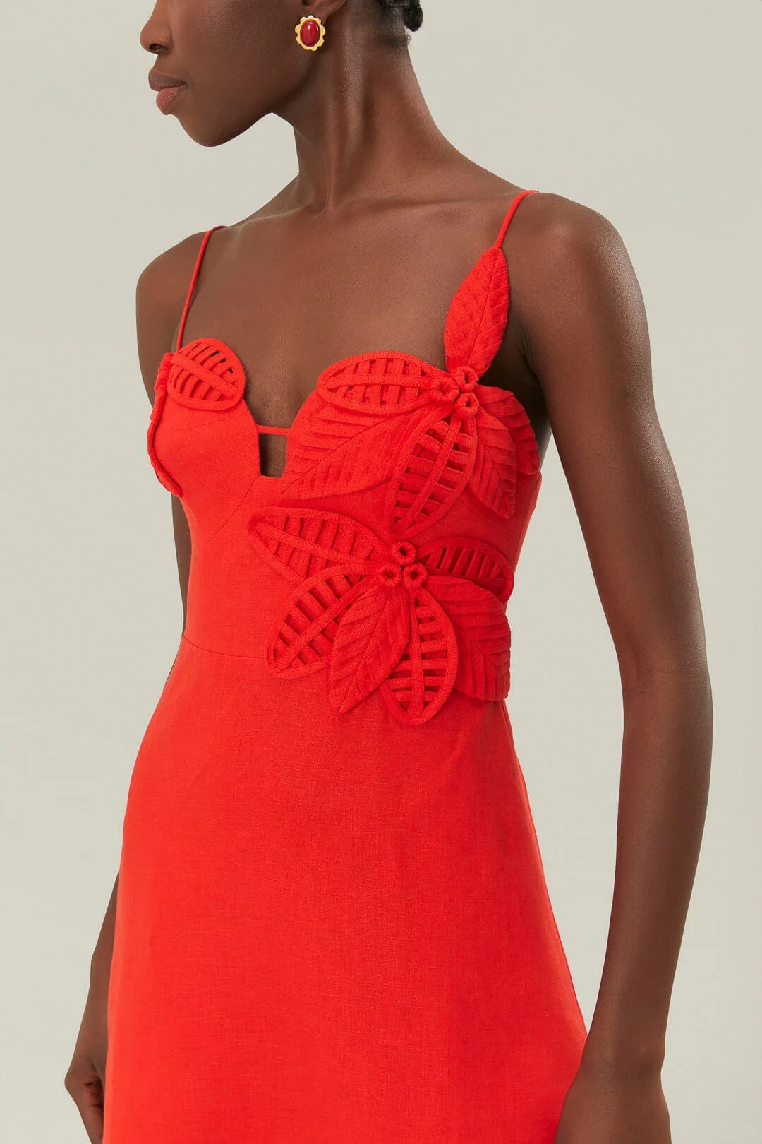Red 3D Flower Bodice Mini Dress - Image 3